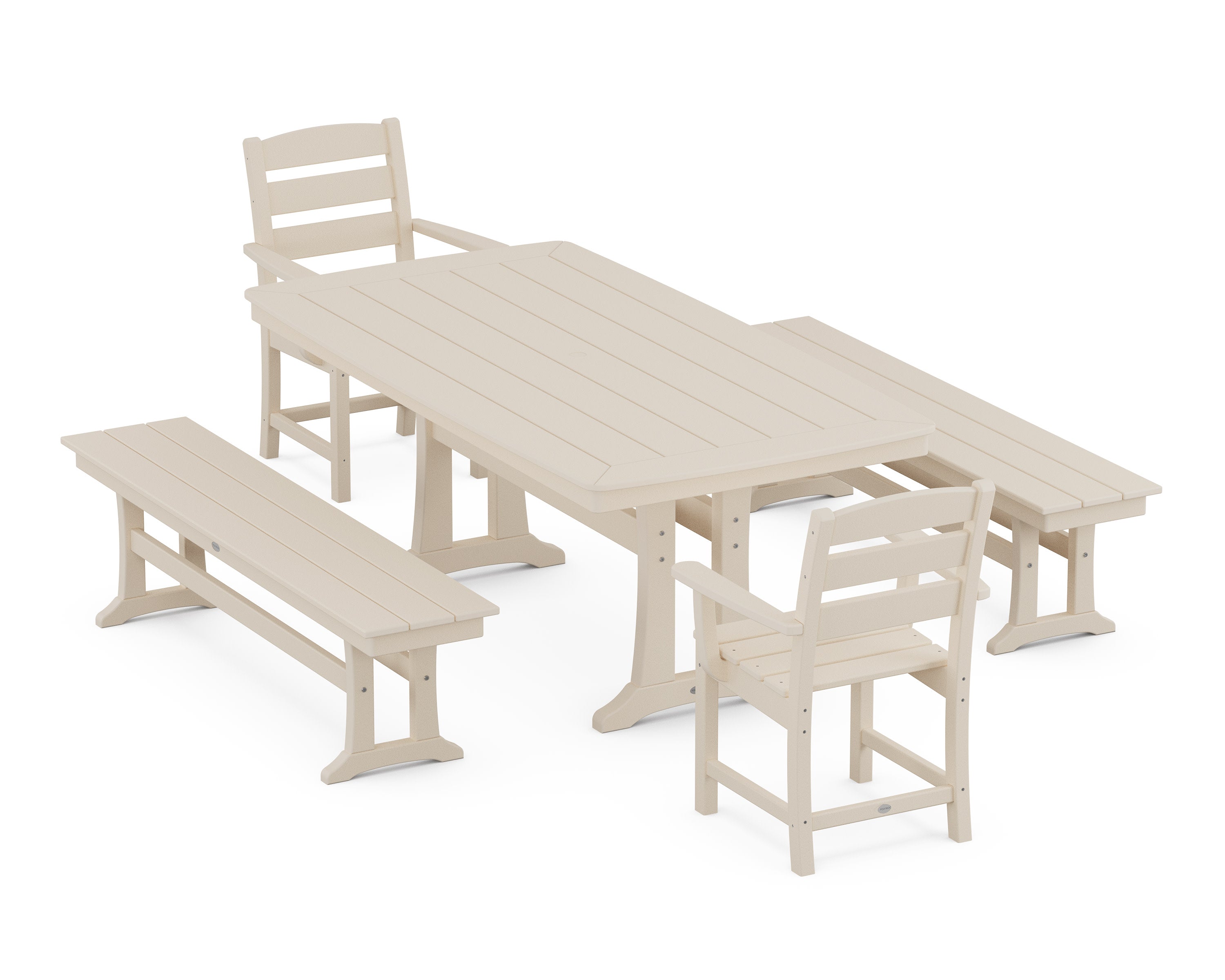 Lakeside 5-Piece Dining Set with Trestle Legs in Sand