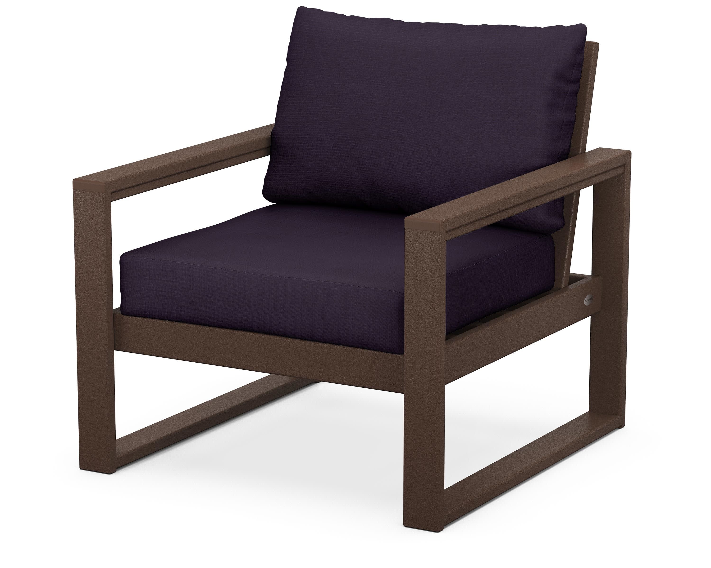 EDGE Club Chair in Mahogany / Navy Linen