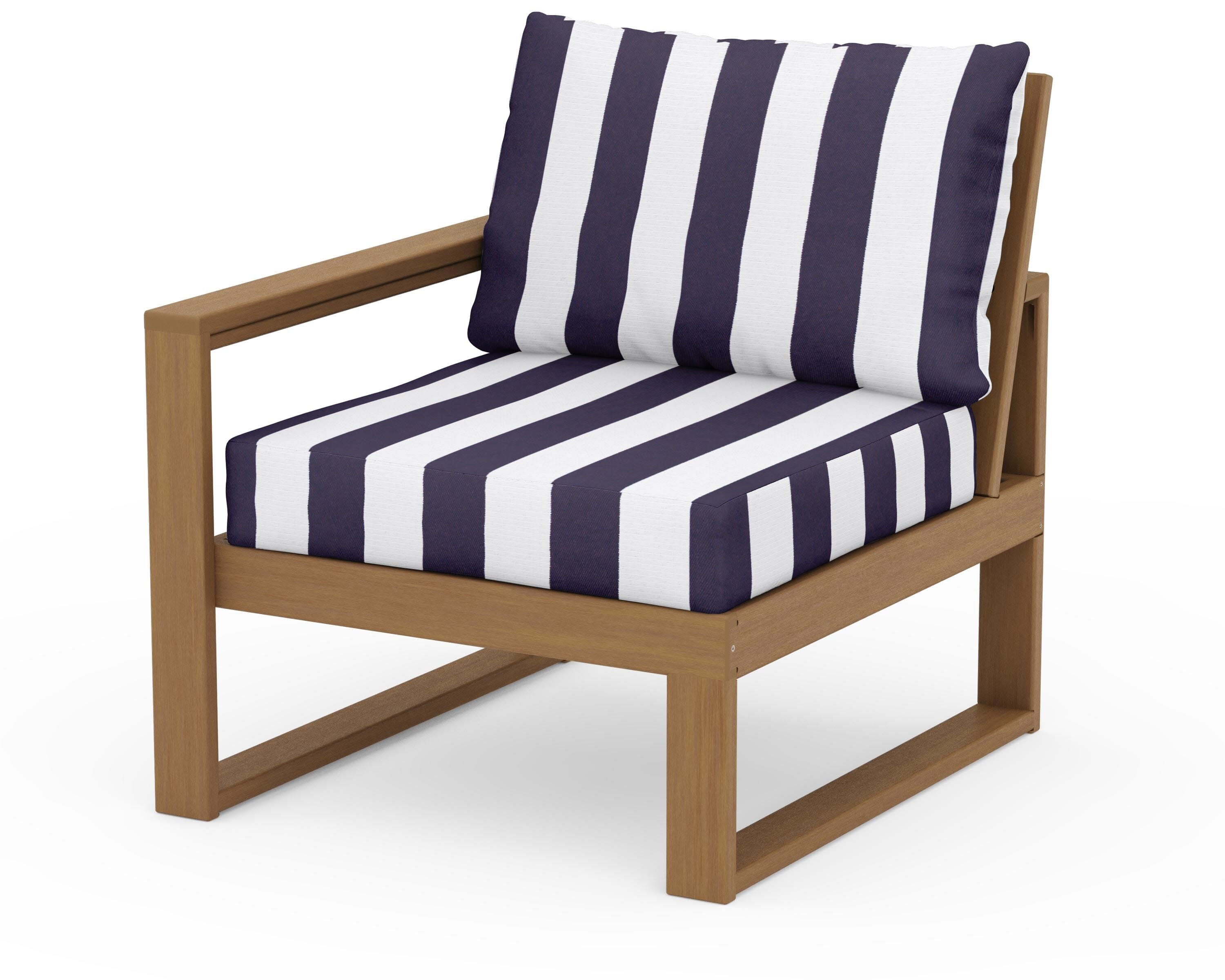 EDGE Modular Left Arm Chair in Natural / Cabana Stripe Navy