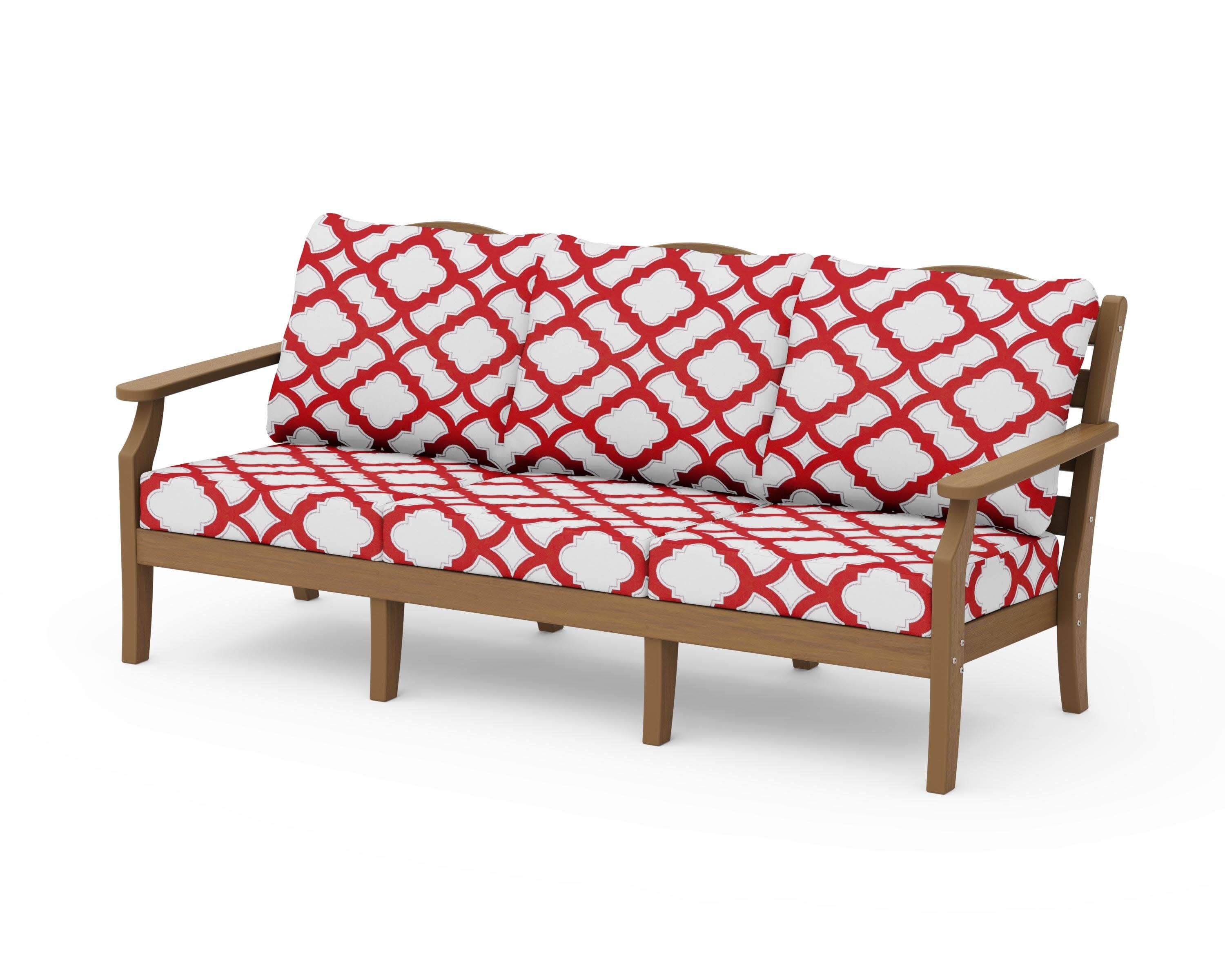 Savannah Deep Seating Sofa in Natural / Trellis Crimson