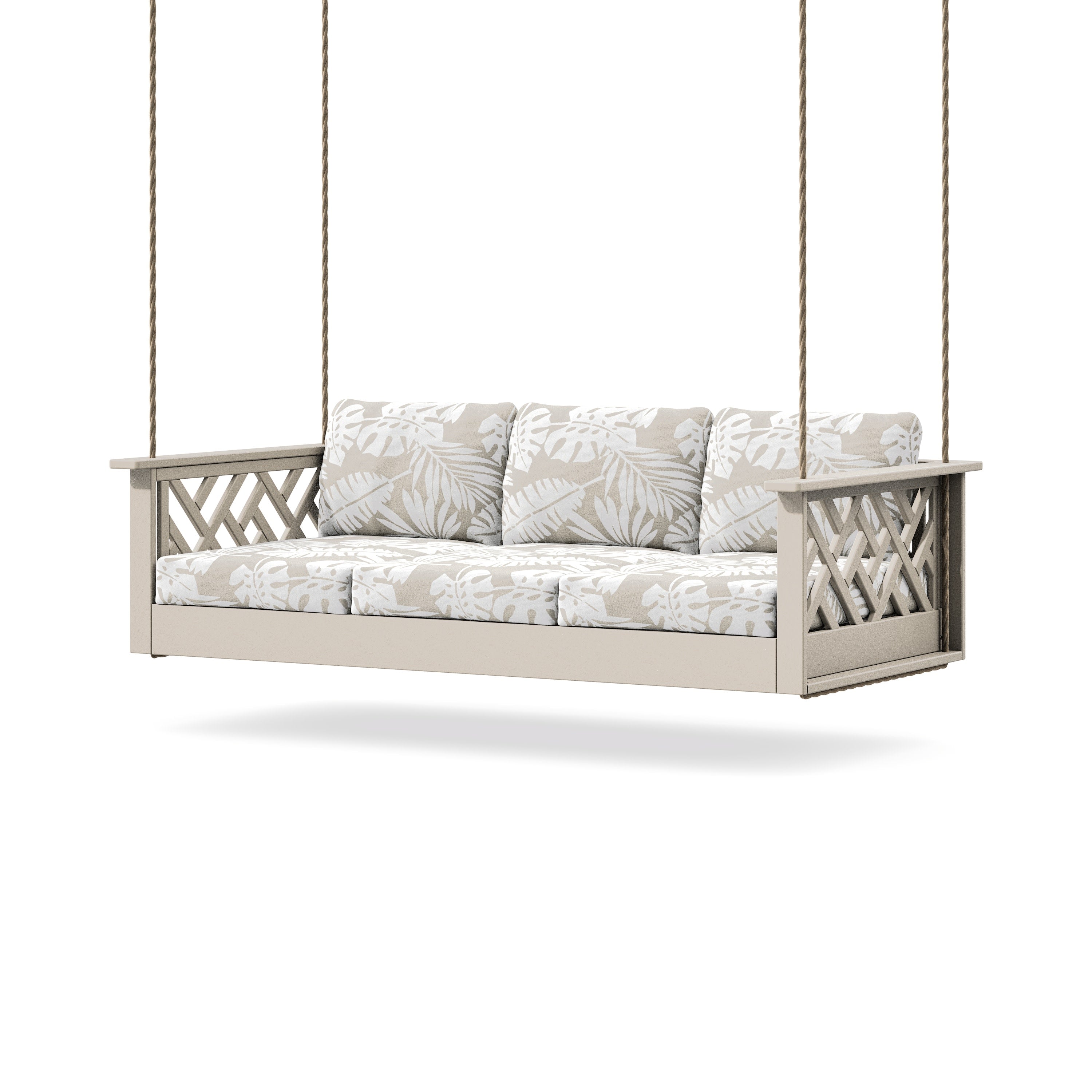 Chippendale Daybed Swing in Sand / Leaf Dune Burlap