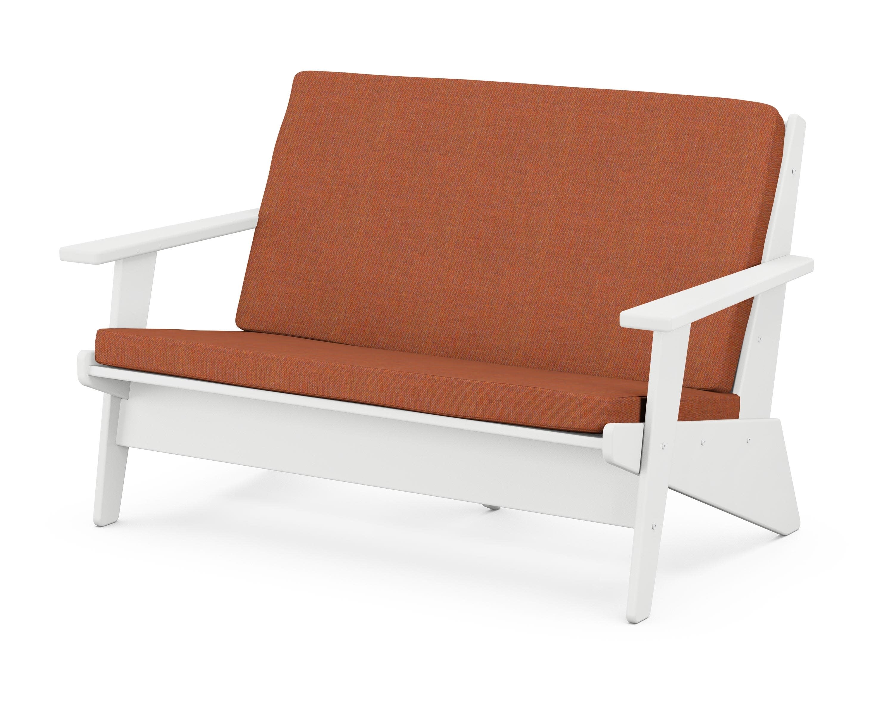 Riviera Modern Lounge Loveseat in White / Play Adobe