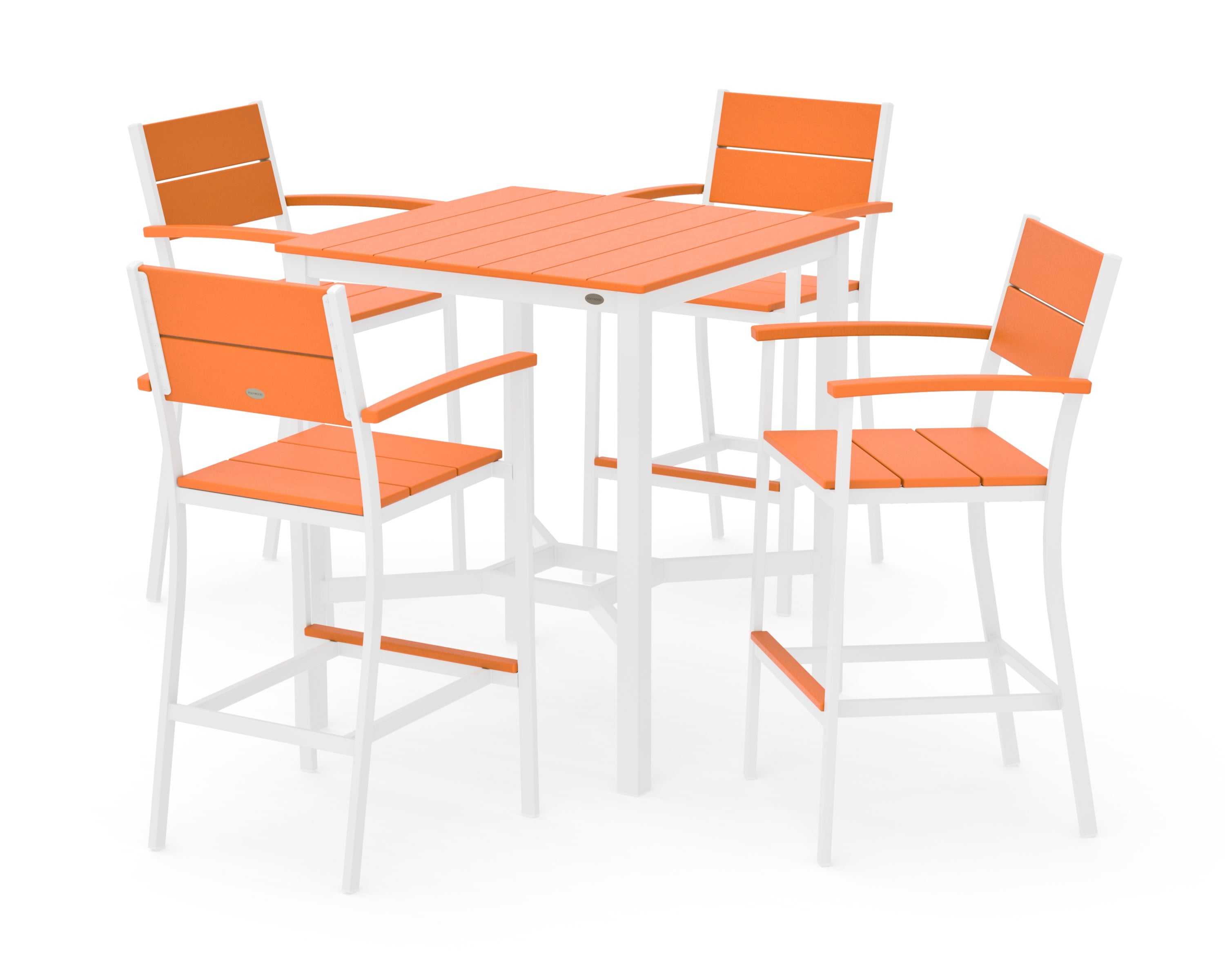 Main Street 5-Piece Bar Set in White / Tangerine