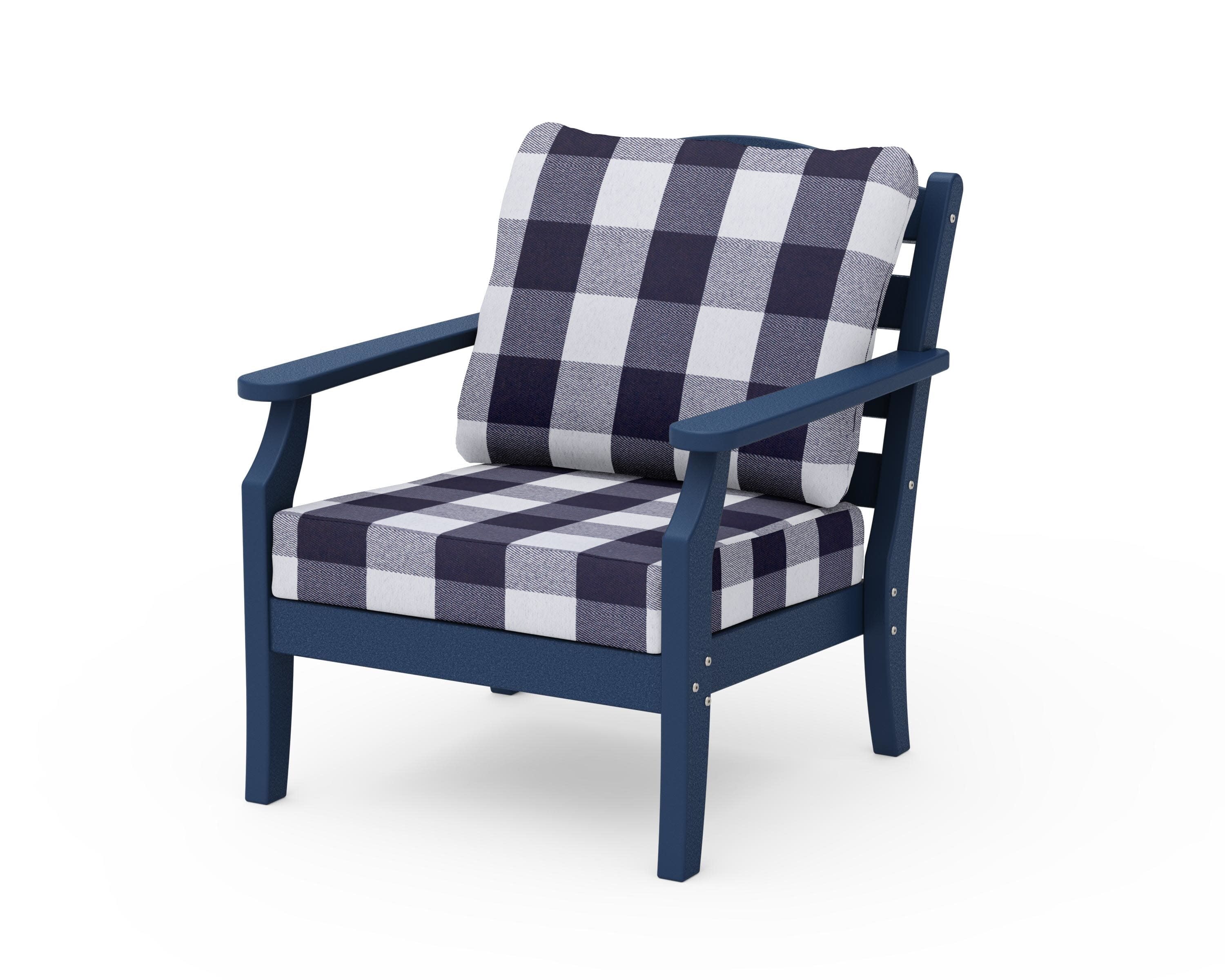 Savannah Deep Seating Chair in Navy / Buffalo Plaid Navy