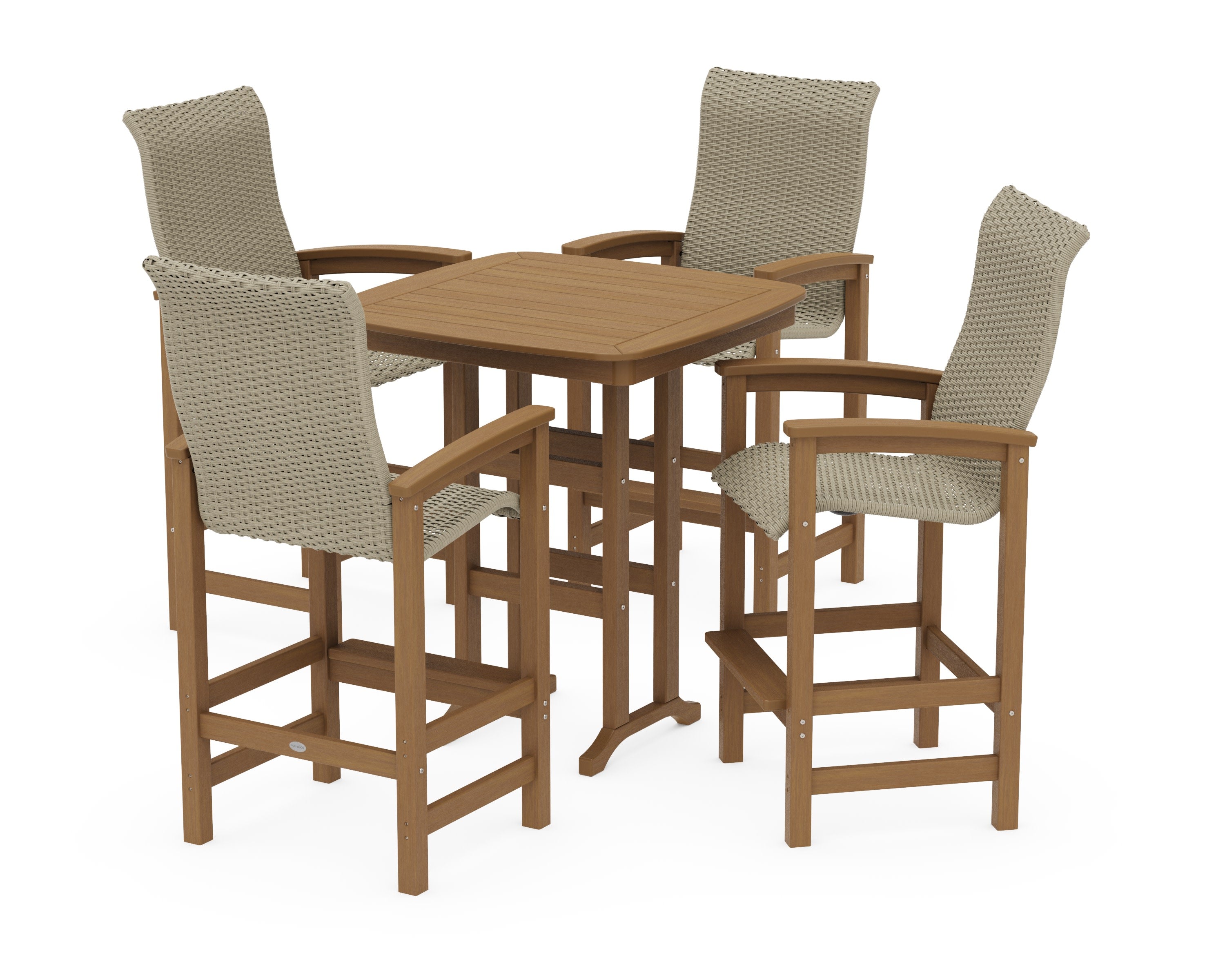 Coastal Woven High-Back 5-Piece Bar Set in Natural / Dune Grass