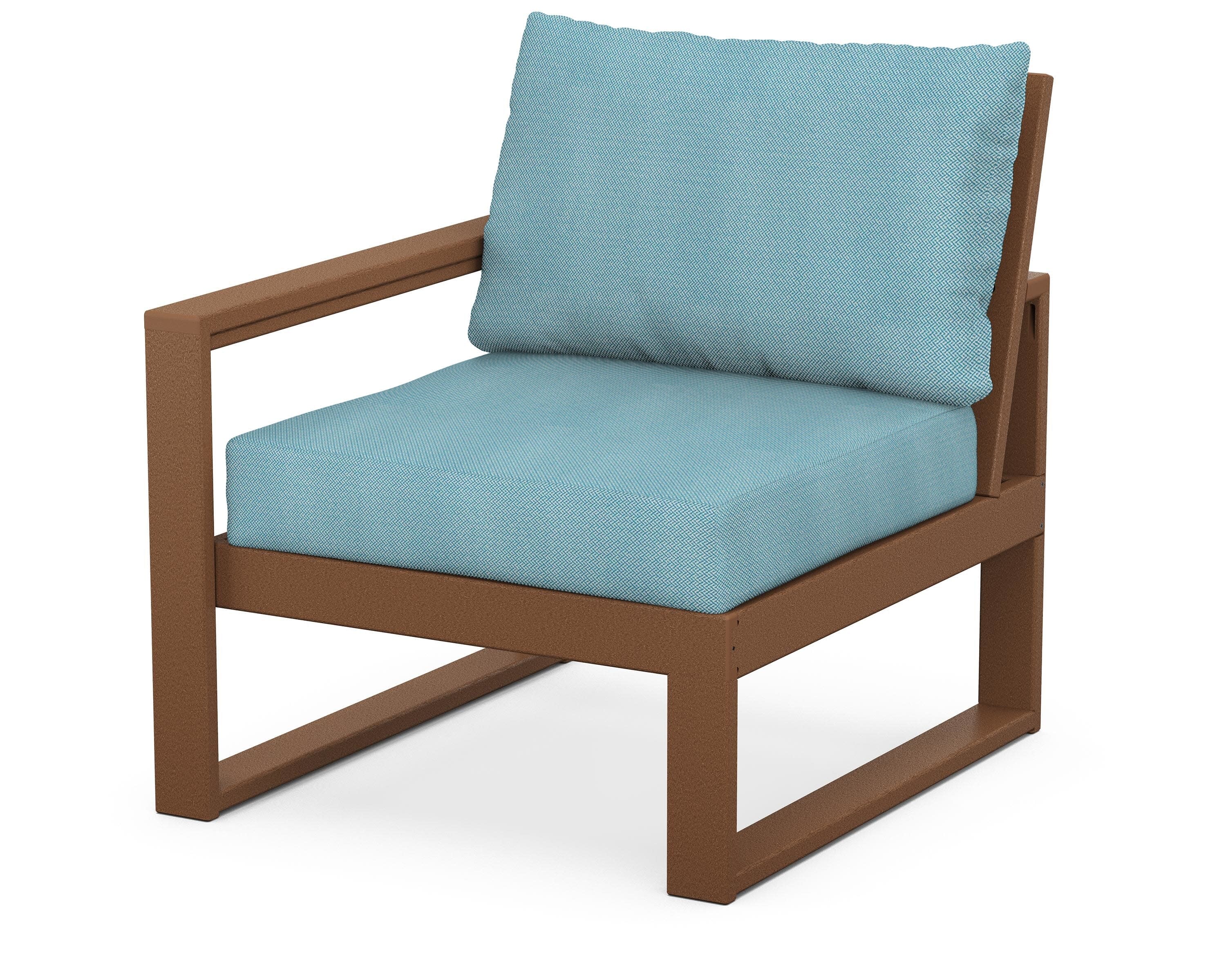 EDGE Modular Left Arm Chair in Teak / Lattice Sky Blue