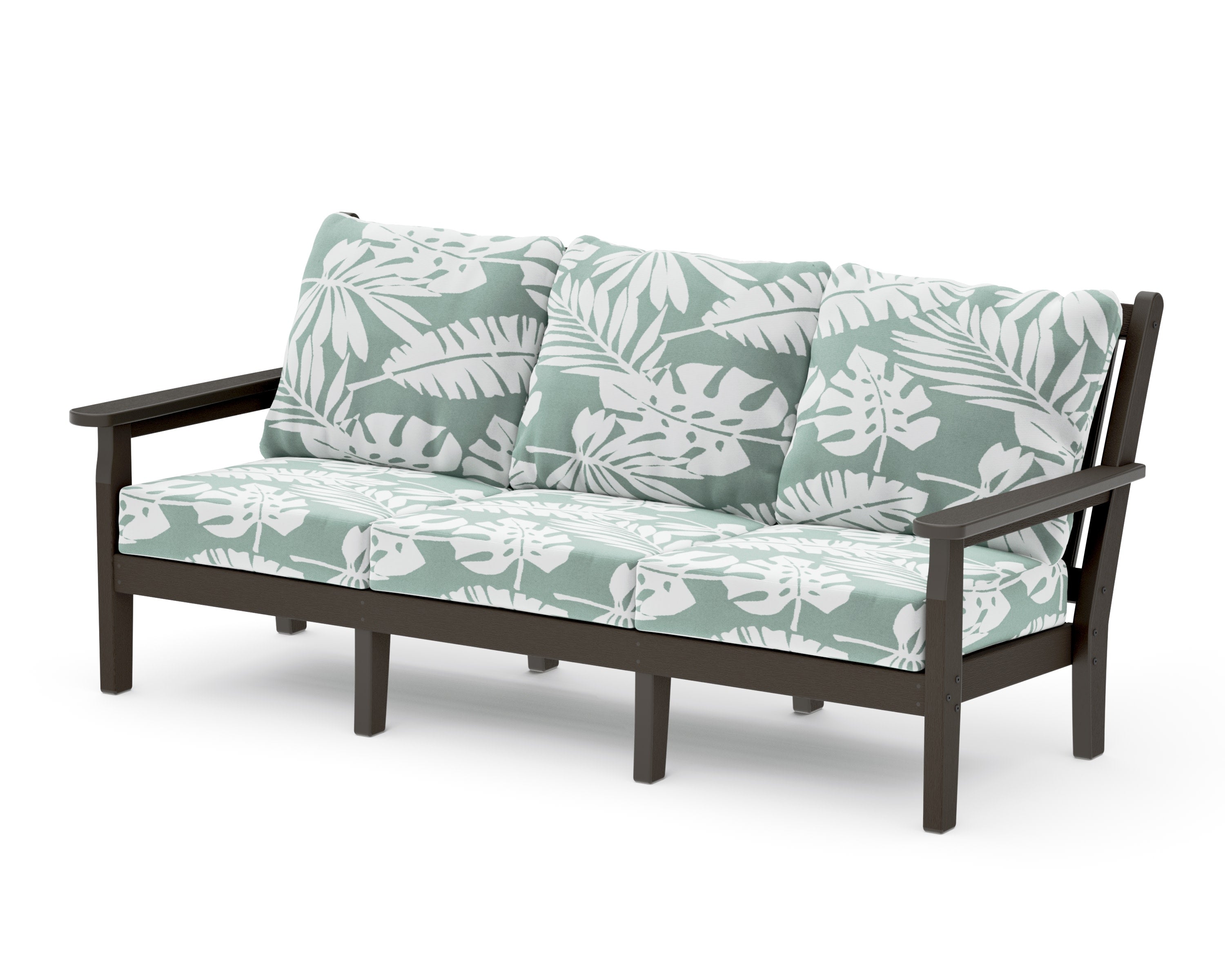 Chippendale Deep Seating Sofa in Vintage Coffee / Leaf Glacier Spa