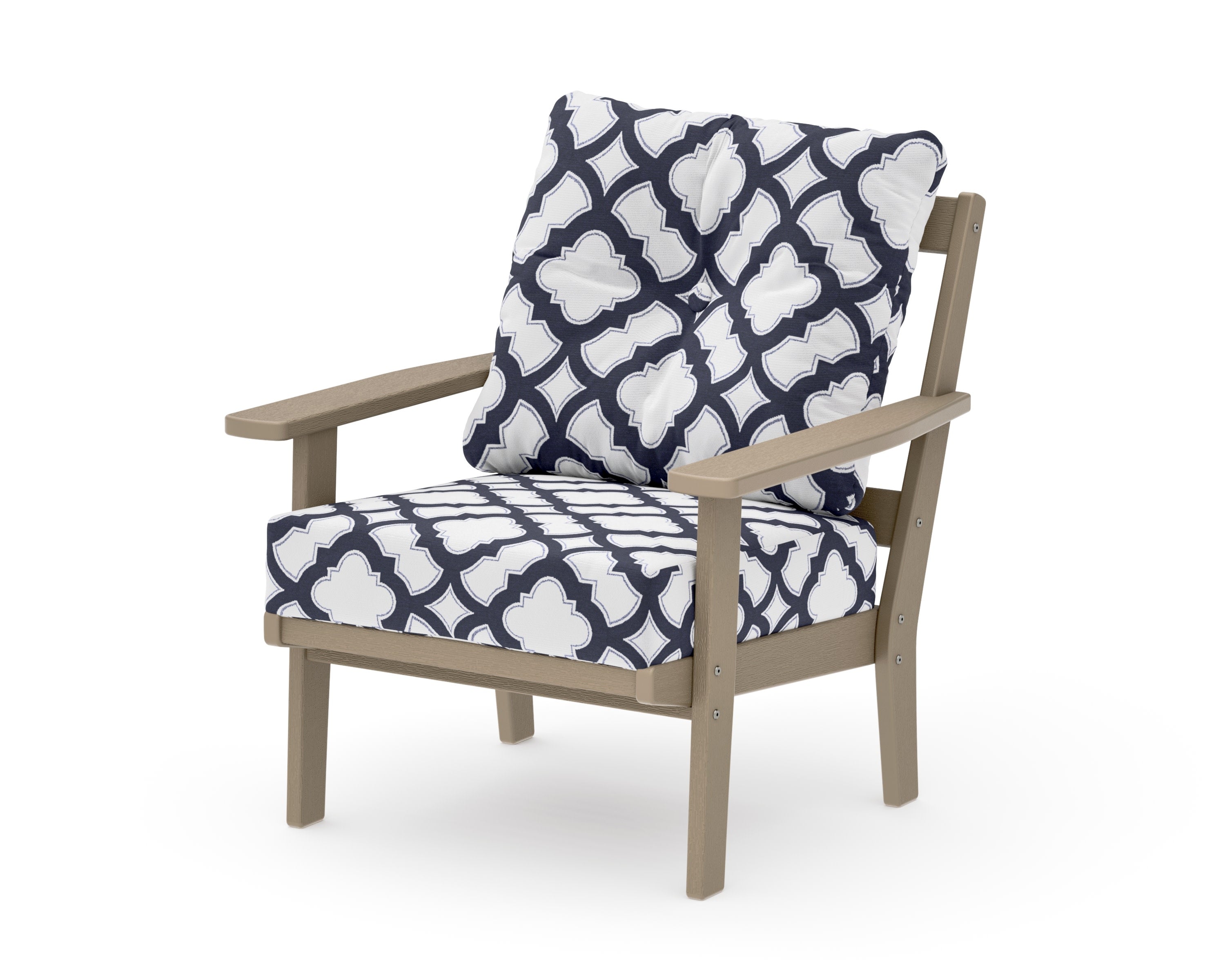 Oxford Deep Seating Chair in Vintage Sahara / Trellis Navy