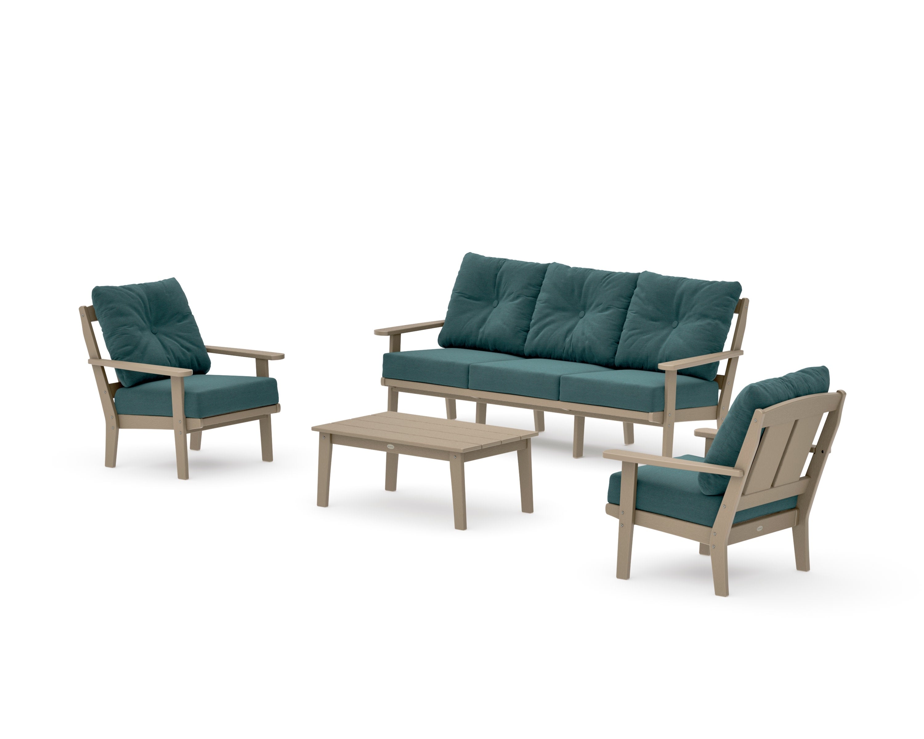 Mission 4-Piece Deep Seating Set with Sofa in Vintage Sahara / Ocean Teal