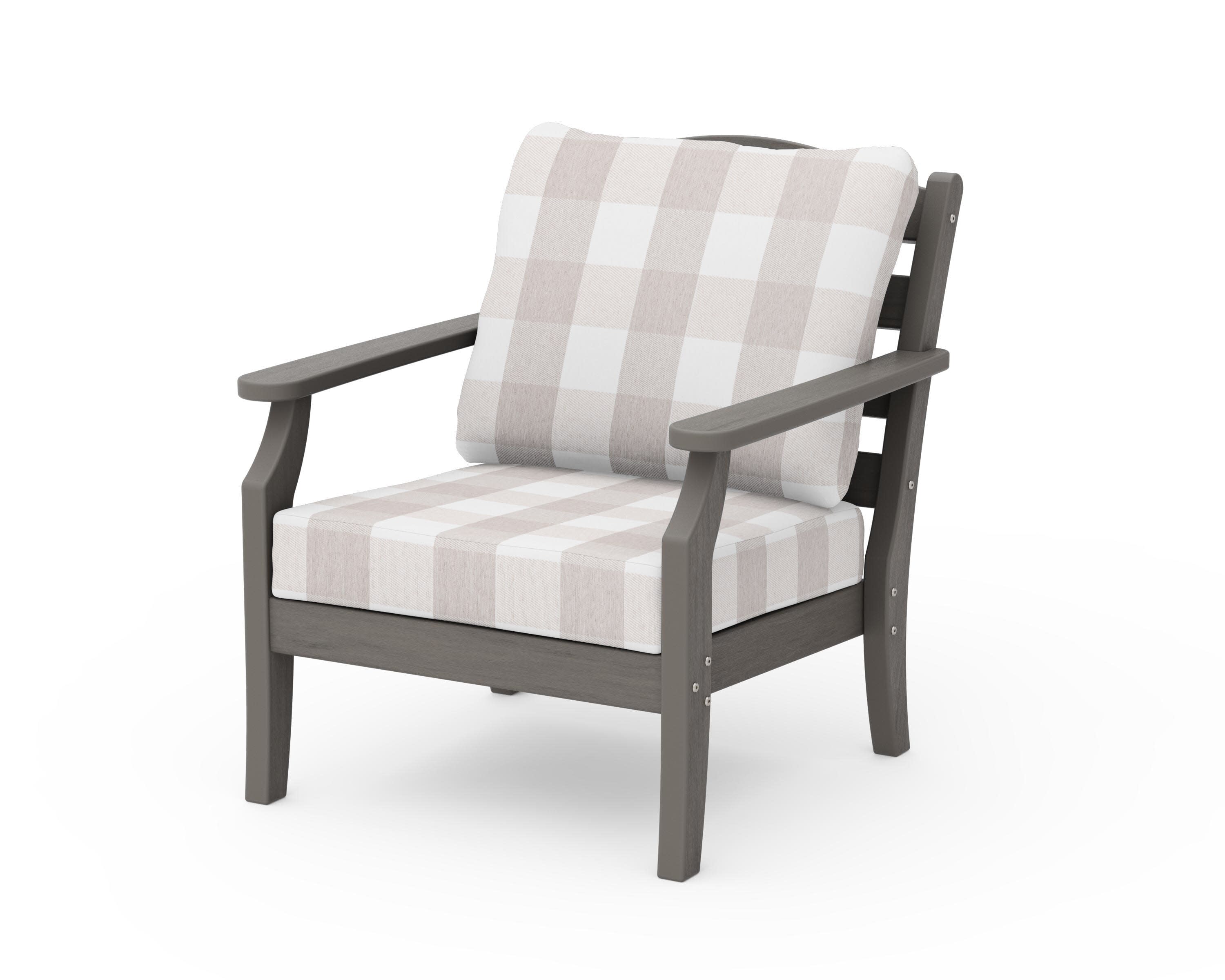Savannah Deep Seating Chair in Driftwood / Buffalo Plaid Dune Burlap
