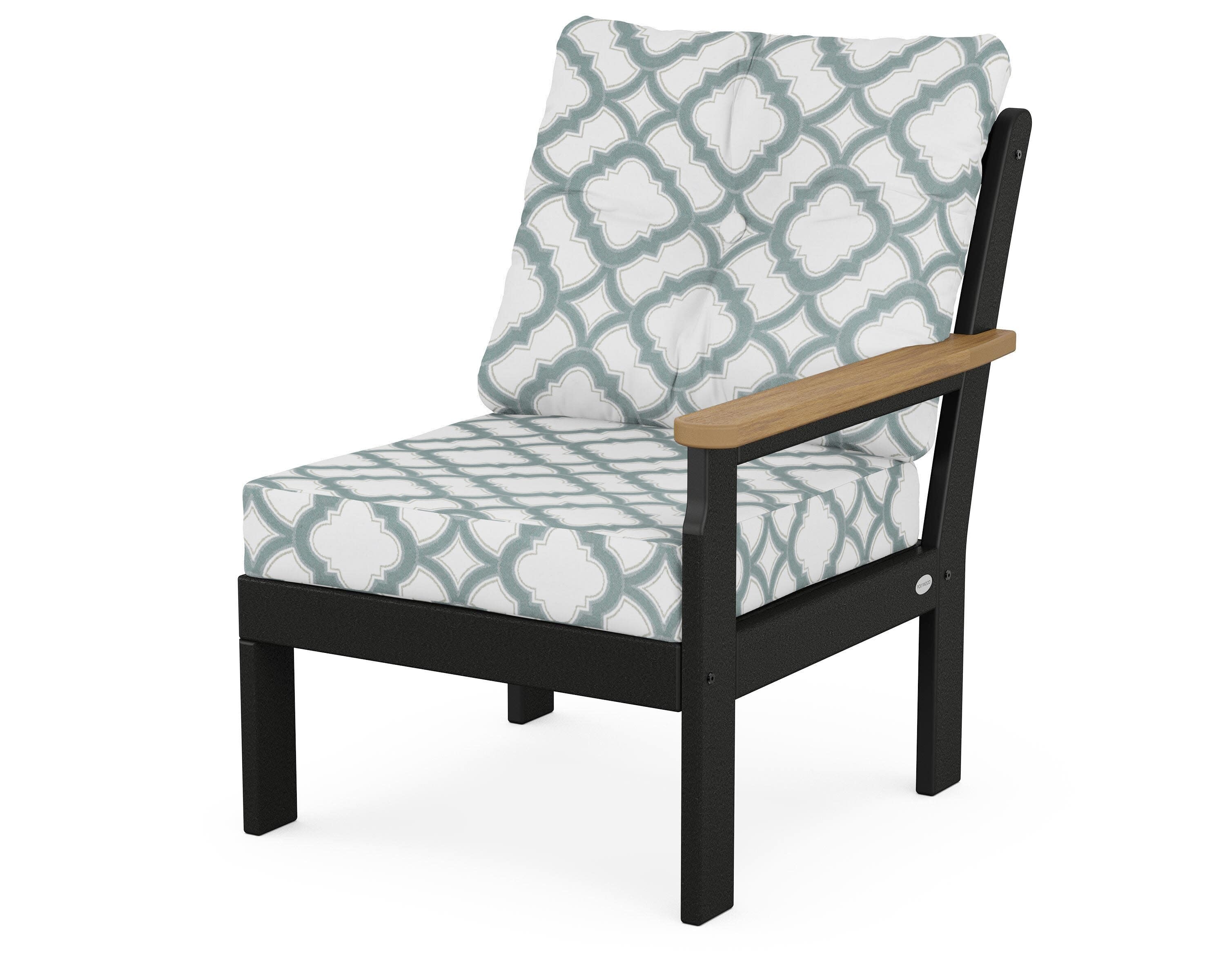 Vineyard Modular Right Arm Chair in Black / Natural / Trellis Glacier Spa