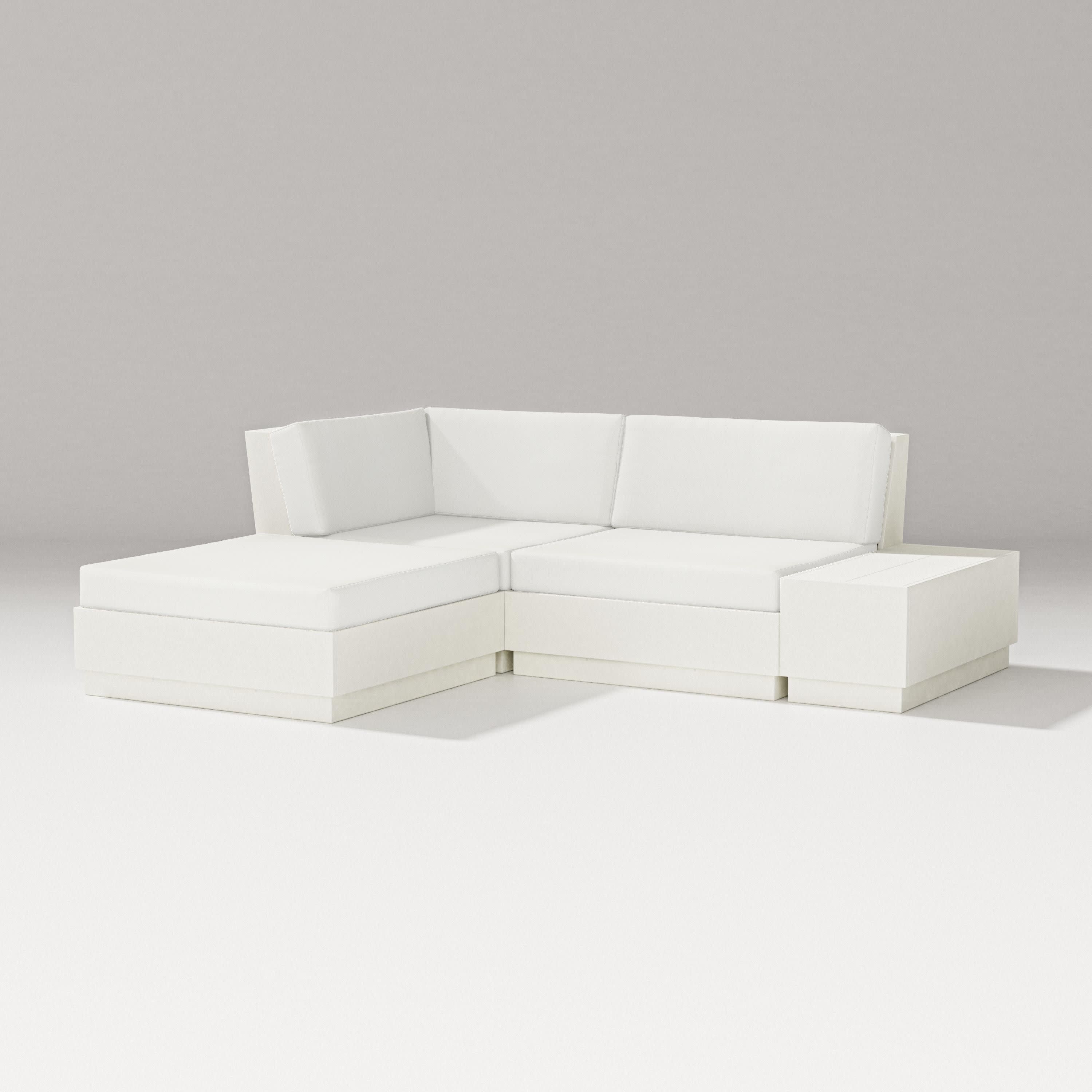 Elevate Loveseat Sectional with Chaise in Vintage White / Natural Linen