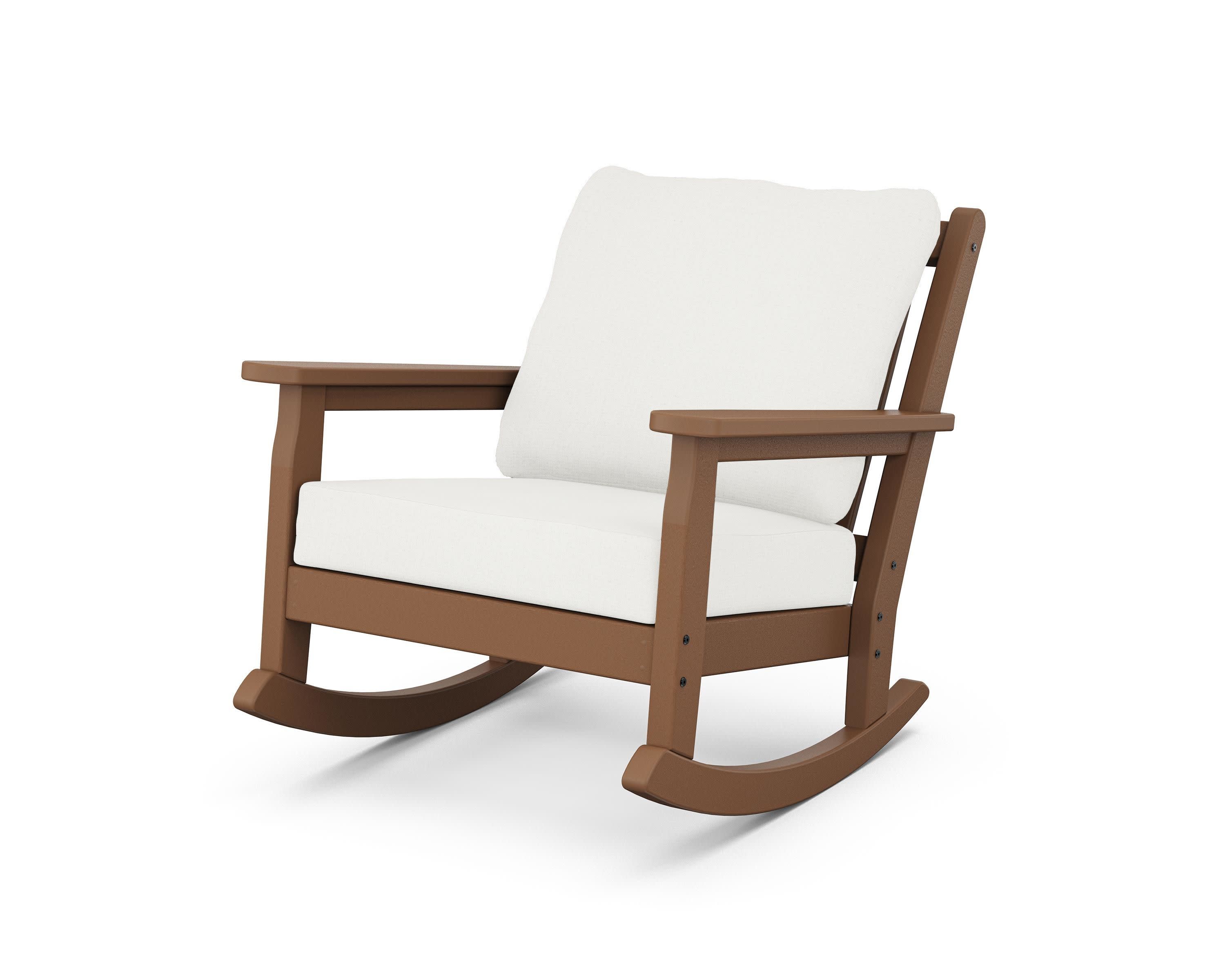 Chippendale Deep Seating Rocking Chair in Teak / Natural Linen