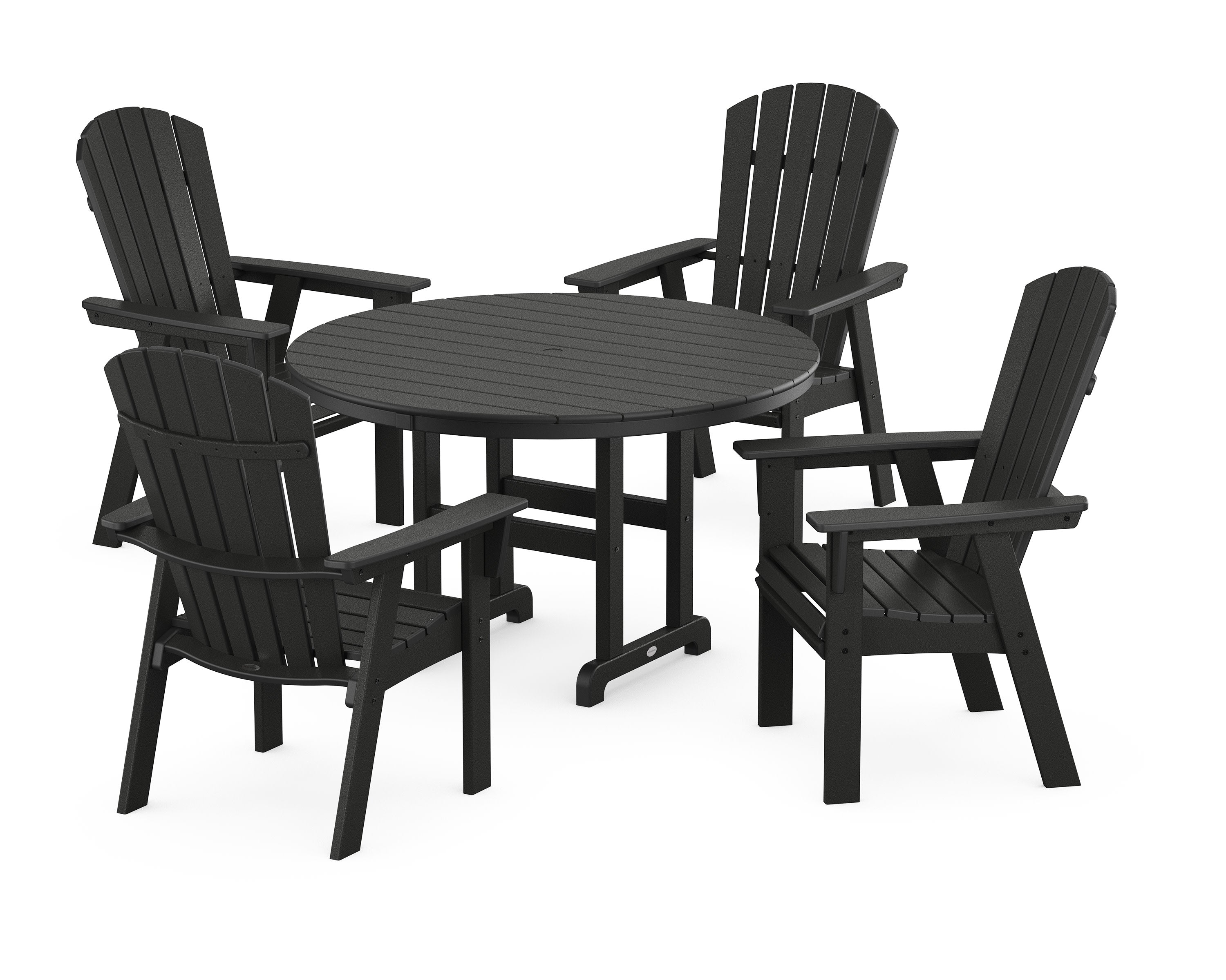 Nautical Adirondack 5-Piece Round Farmhouse Dining Set in Black
