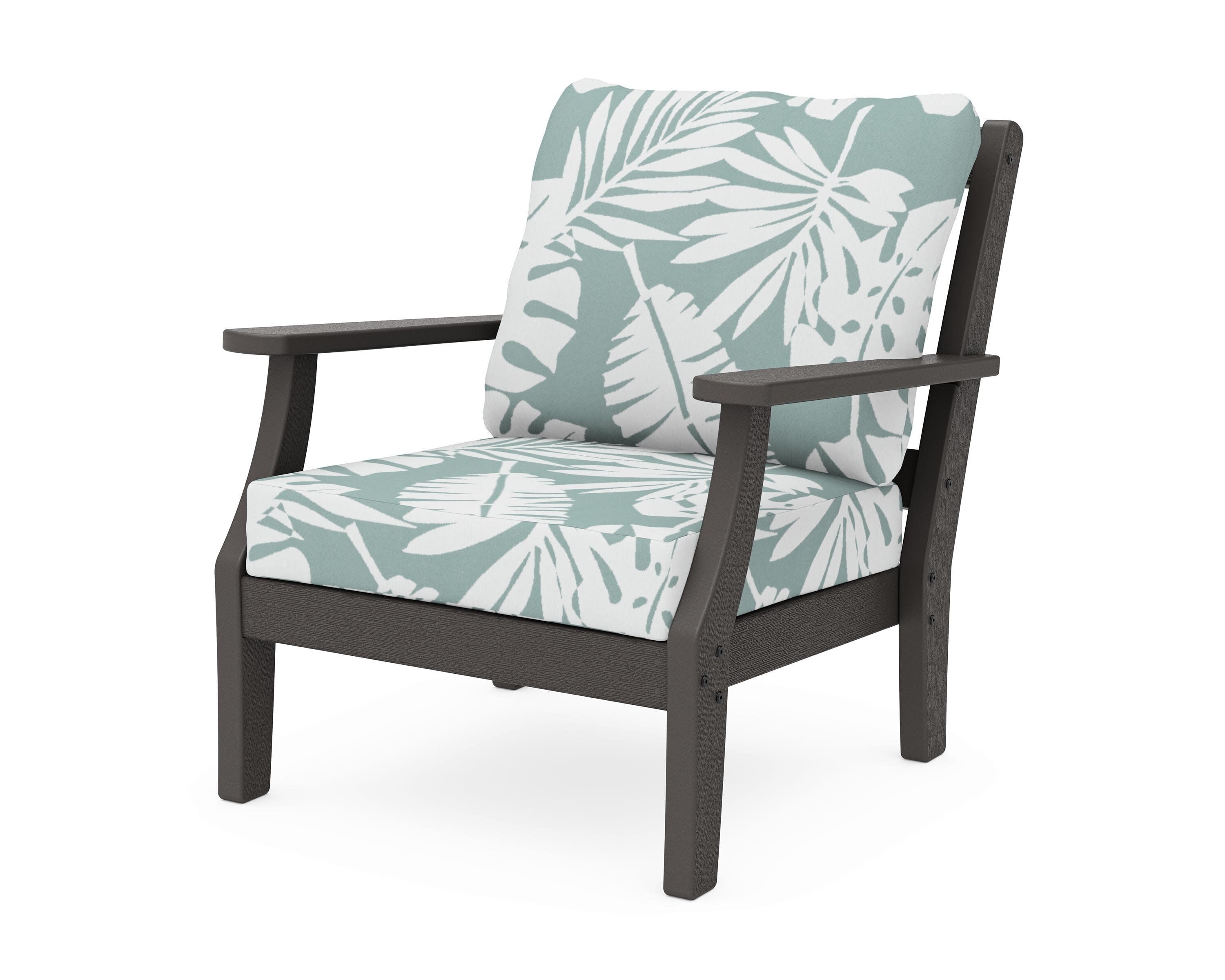 Chinoiserie Deep Seating Chair in Vintage Coffee / Leaf Glacier Spa