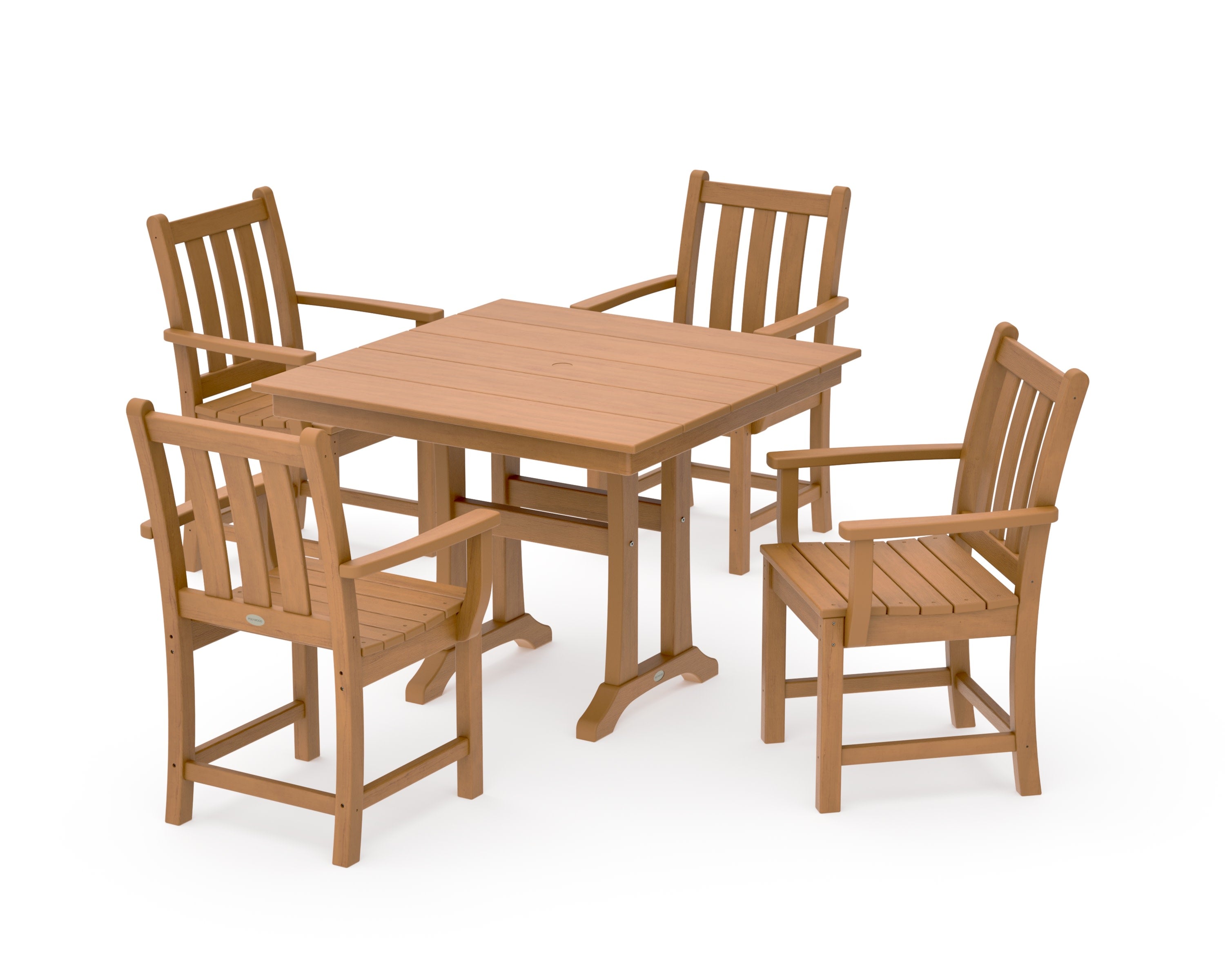 Traditional Garden 5-Piece Farmhouse Dining Set With Trestle Legs in Natural