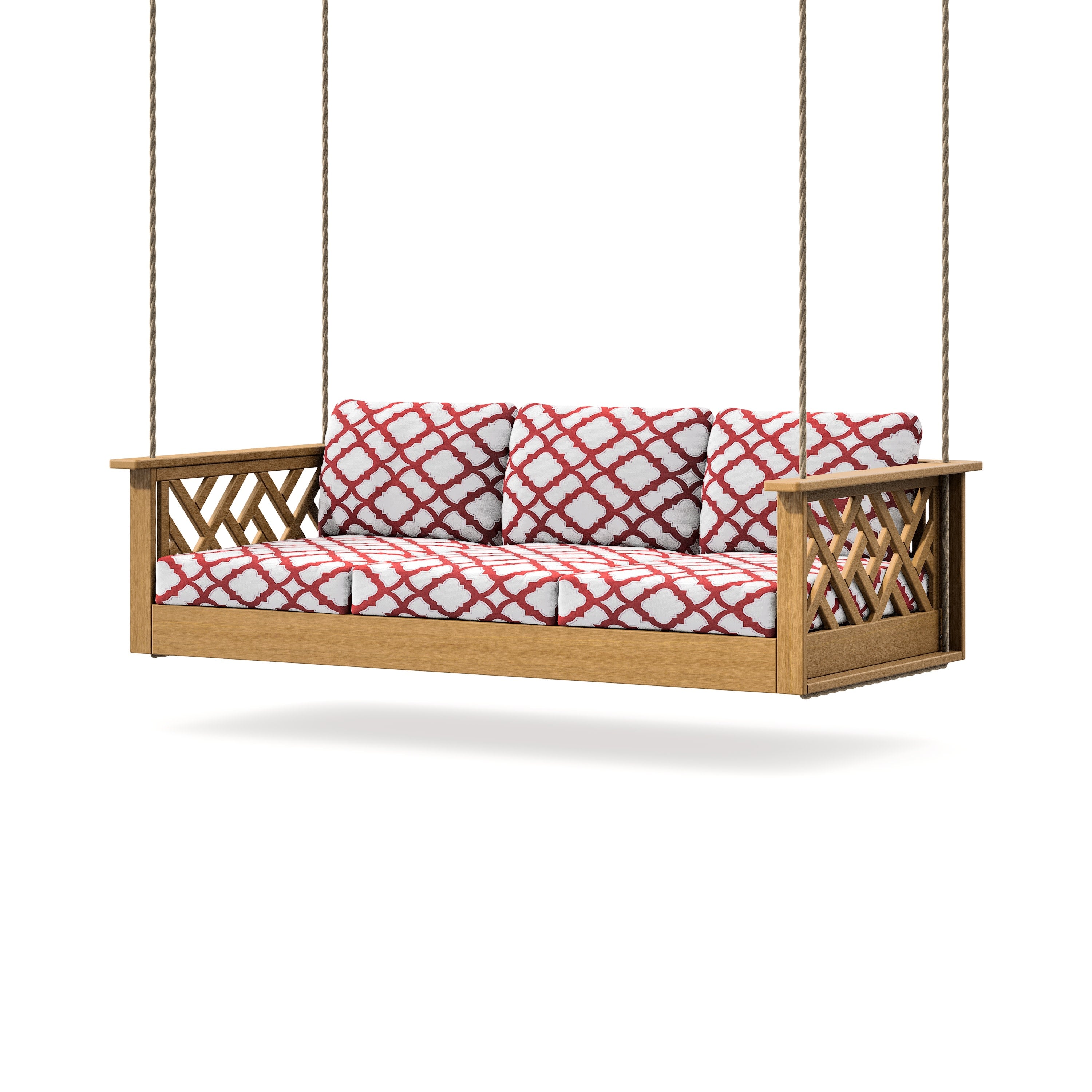 Chippendale Daybed Swing in Natural / Trellis Crimson