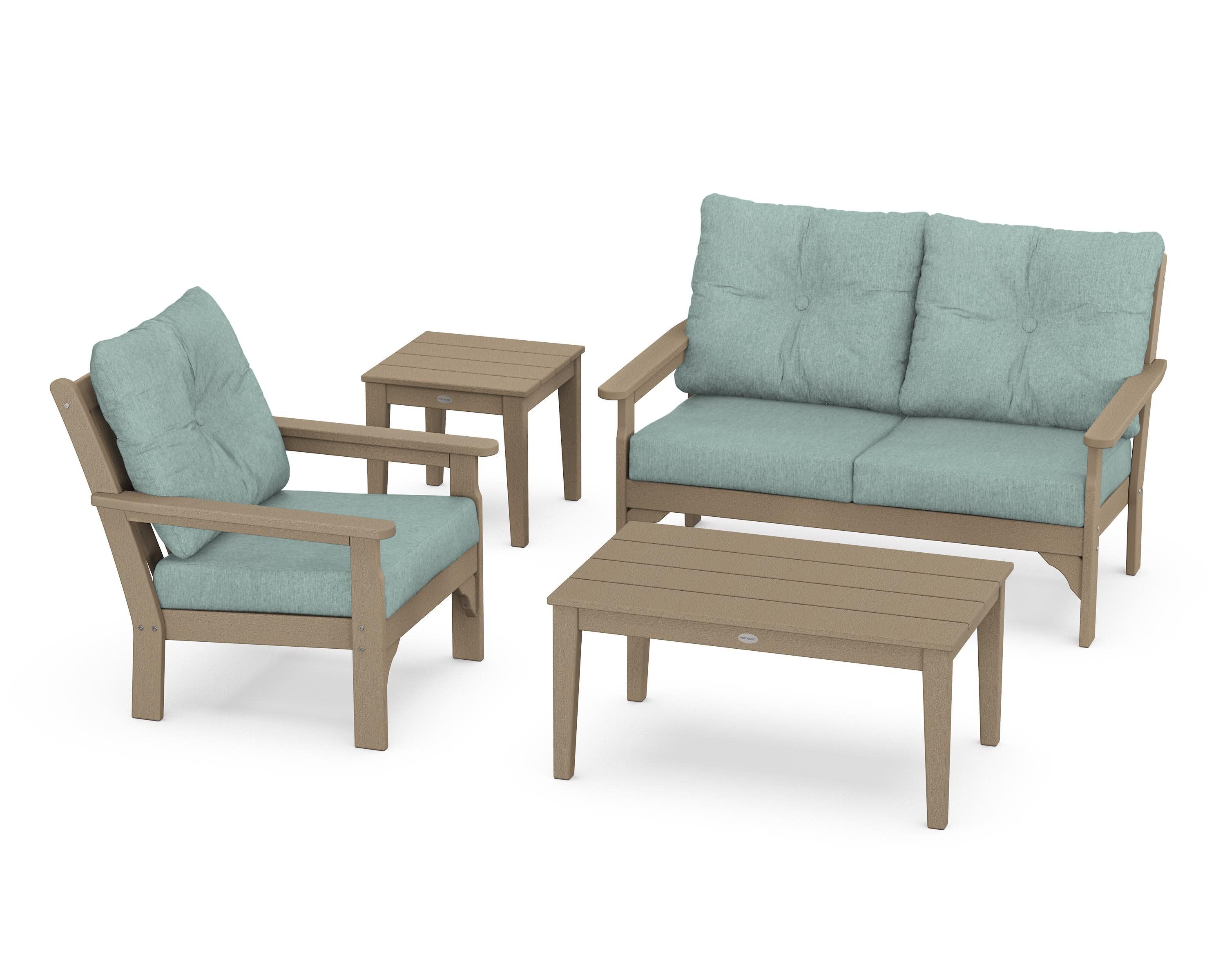 Vineyard 4-Piece Deep Seating Set in Vintage Sahara / Glacier Spa