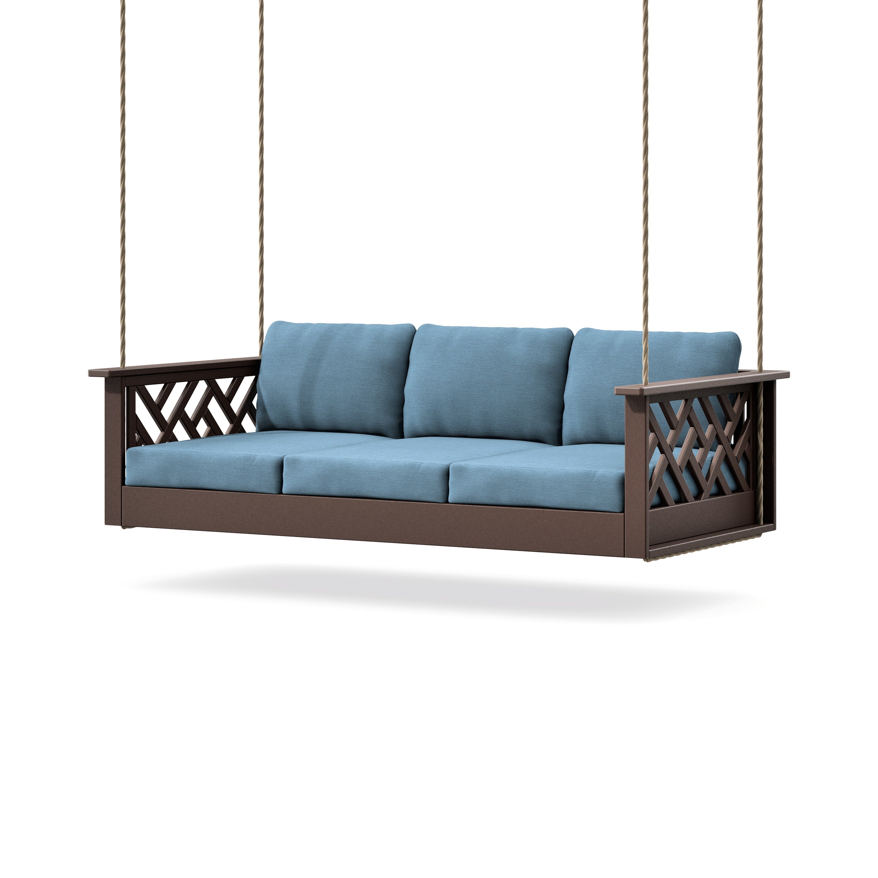 Chippendale Daybed Swing in Mahogany / Sky Blue