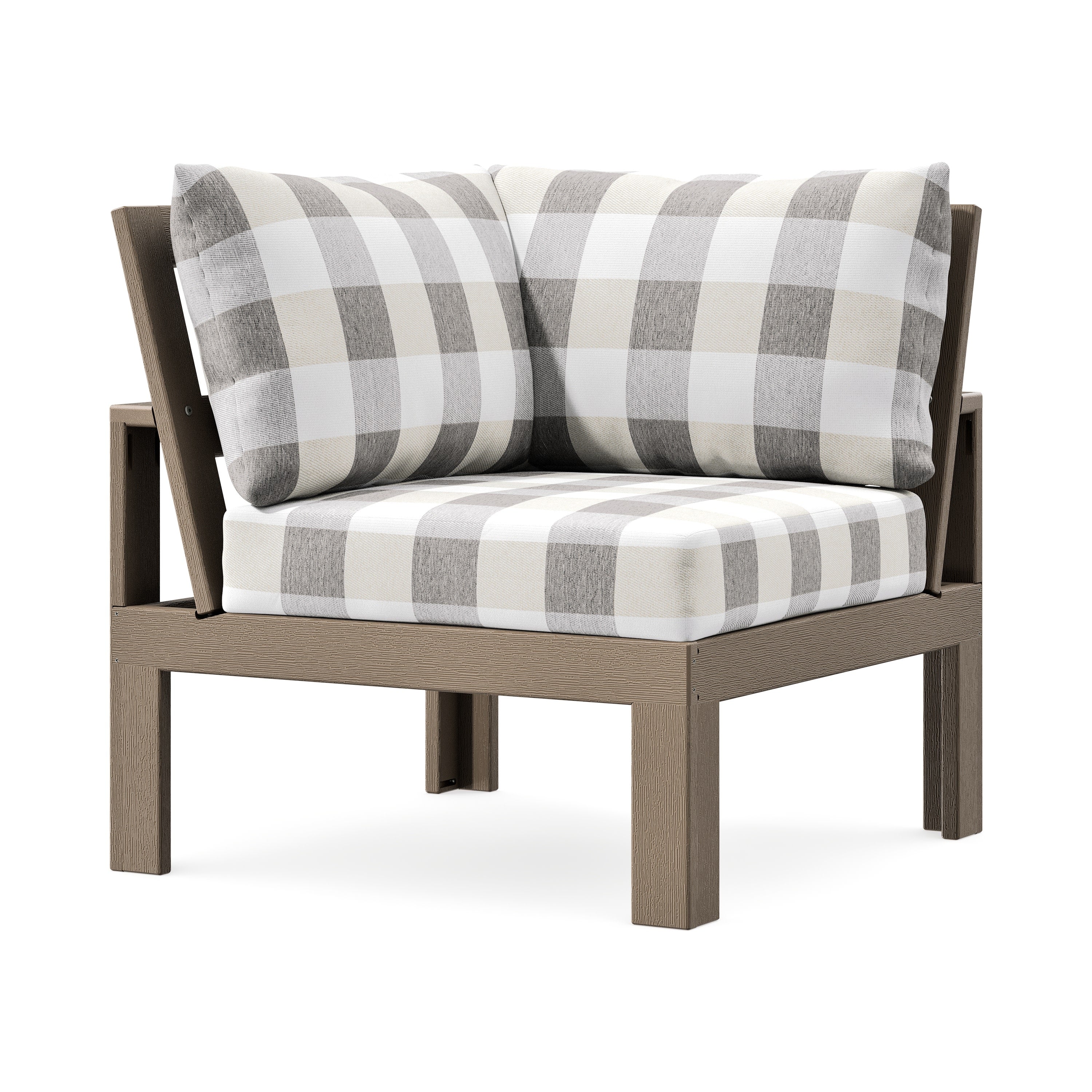 Modular Corner Chair in Vintage Sahara / Buffalo Plaid Grey Mist