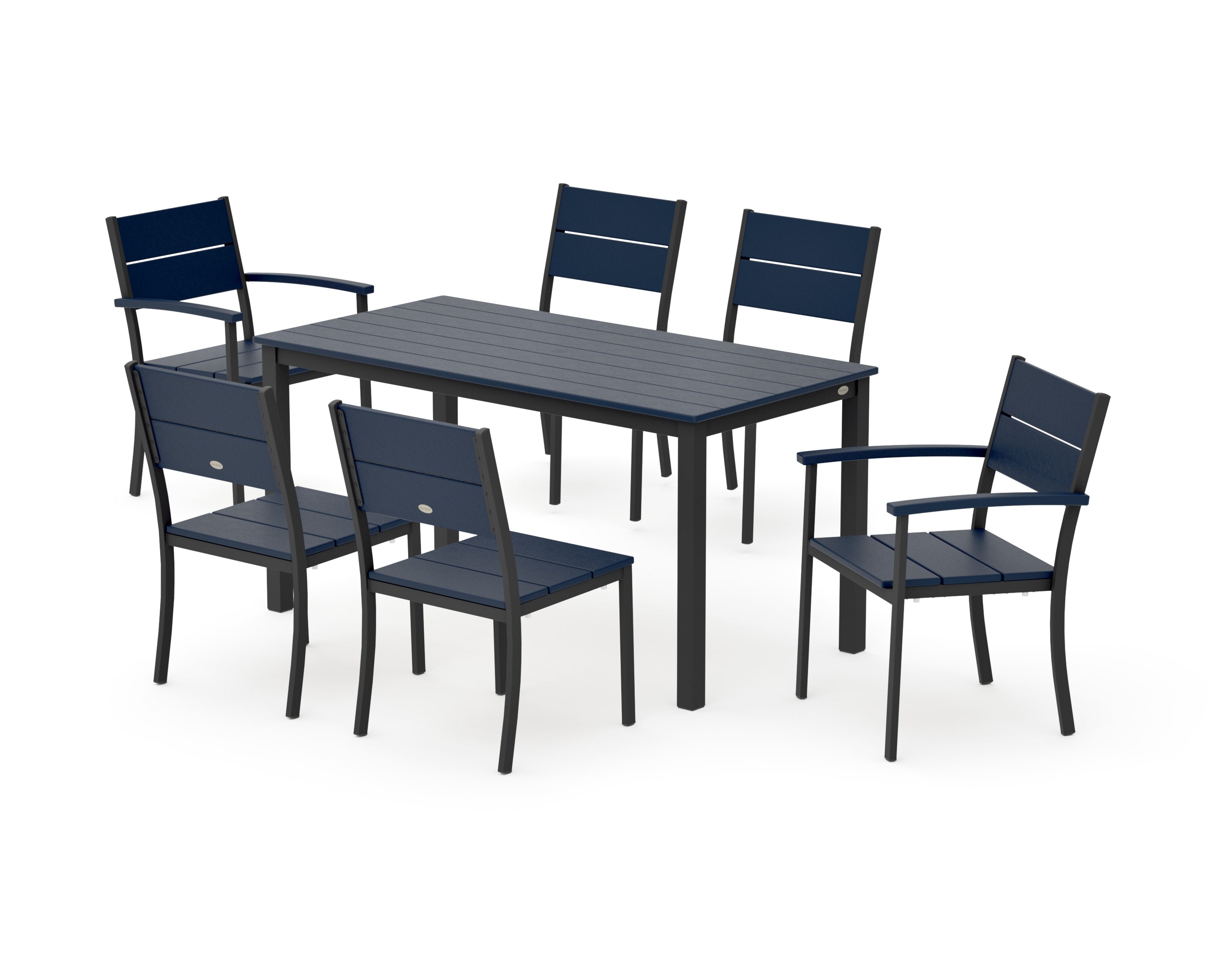 Main Street 7-Piece Dining Set in Black / Navy