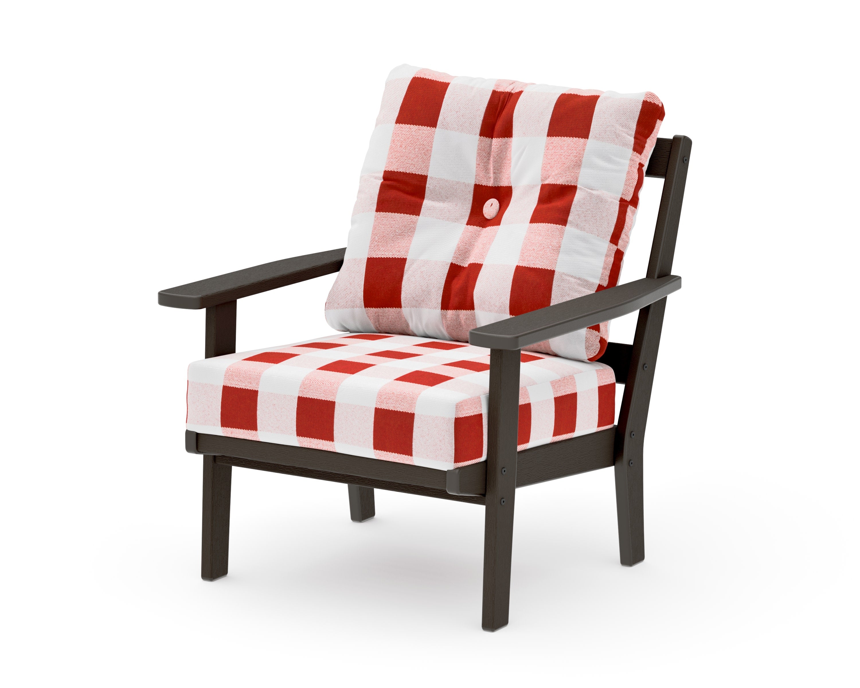 Oxford Deep Seating Chair in Vintage Coffee / Buffalo Plaid Crimson