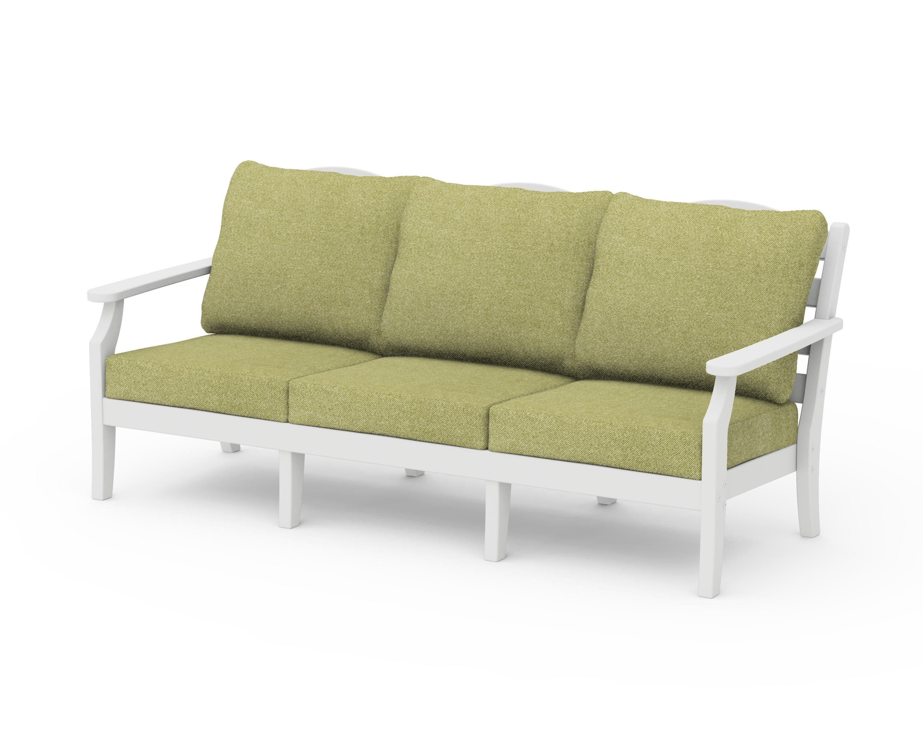 Savannah Deep Seating Sofa in White / Chartreuse Boucle