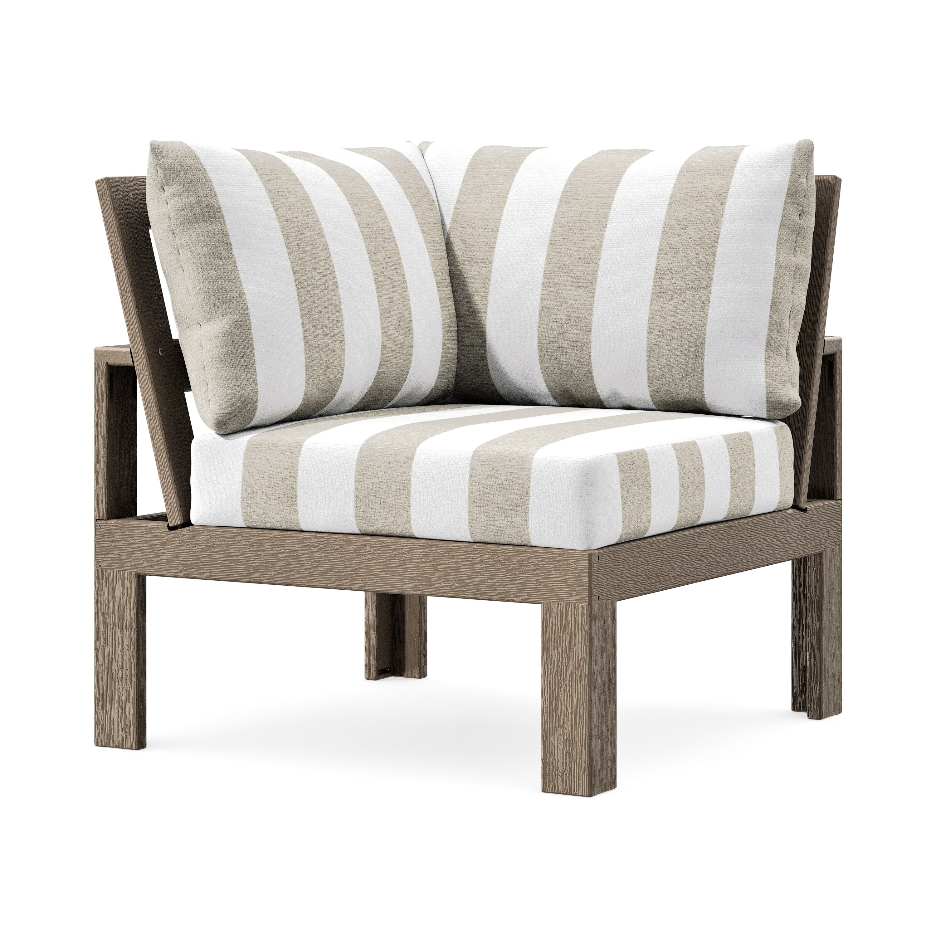 Modular Corner Chair in Vintage Sahara / Cabana Stripe Dune Burlap