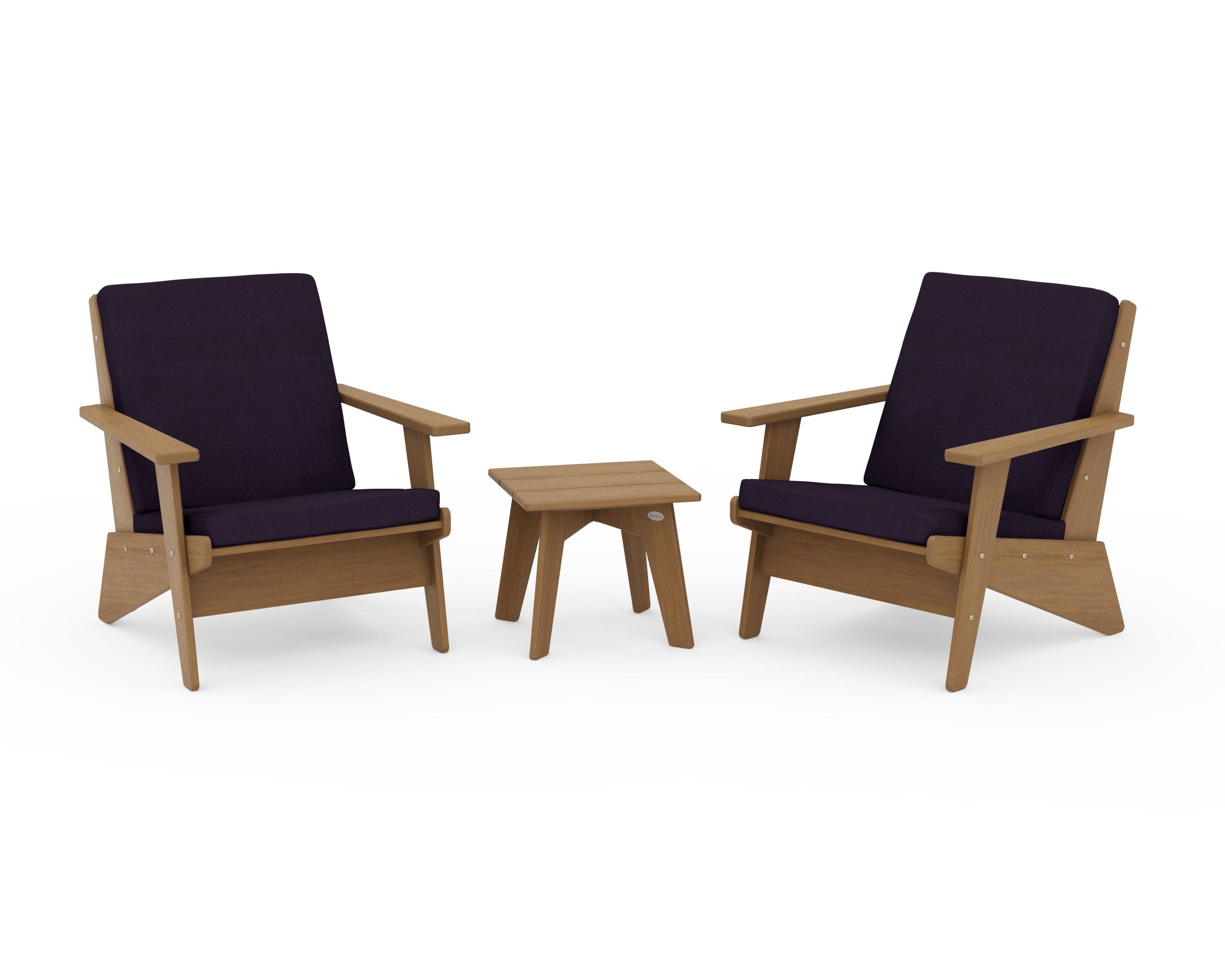 Riviera Modern Lounge 3-Piece Set in Natural / Navy Linen