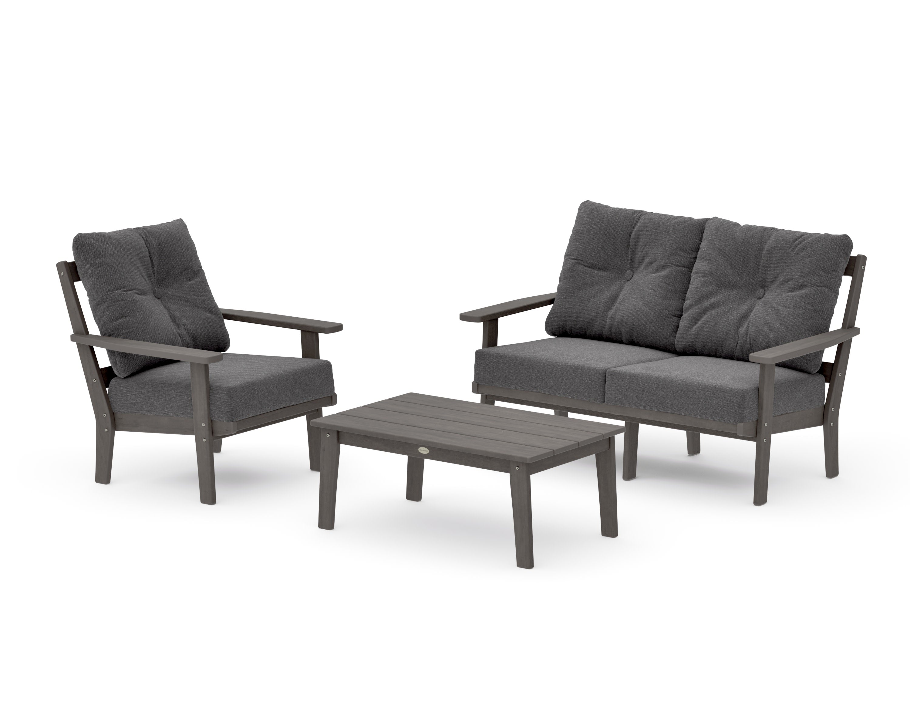 Oxford 3-Piece Deep Seating Set with Loveseat in Driftwood / Ash Charcoal
