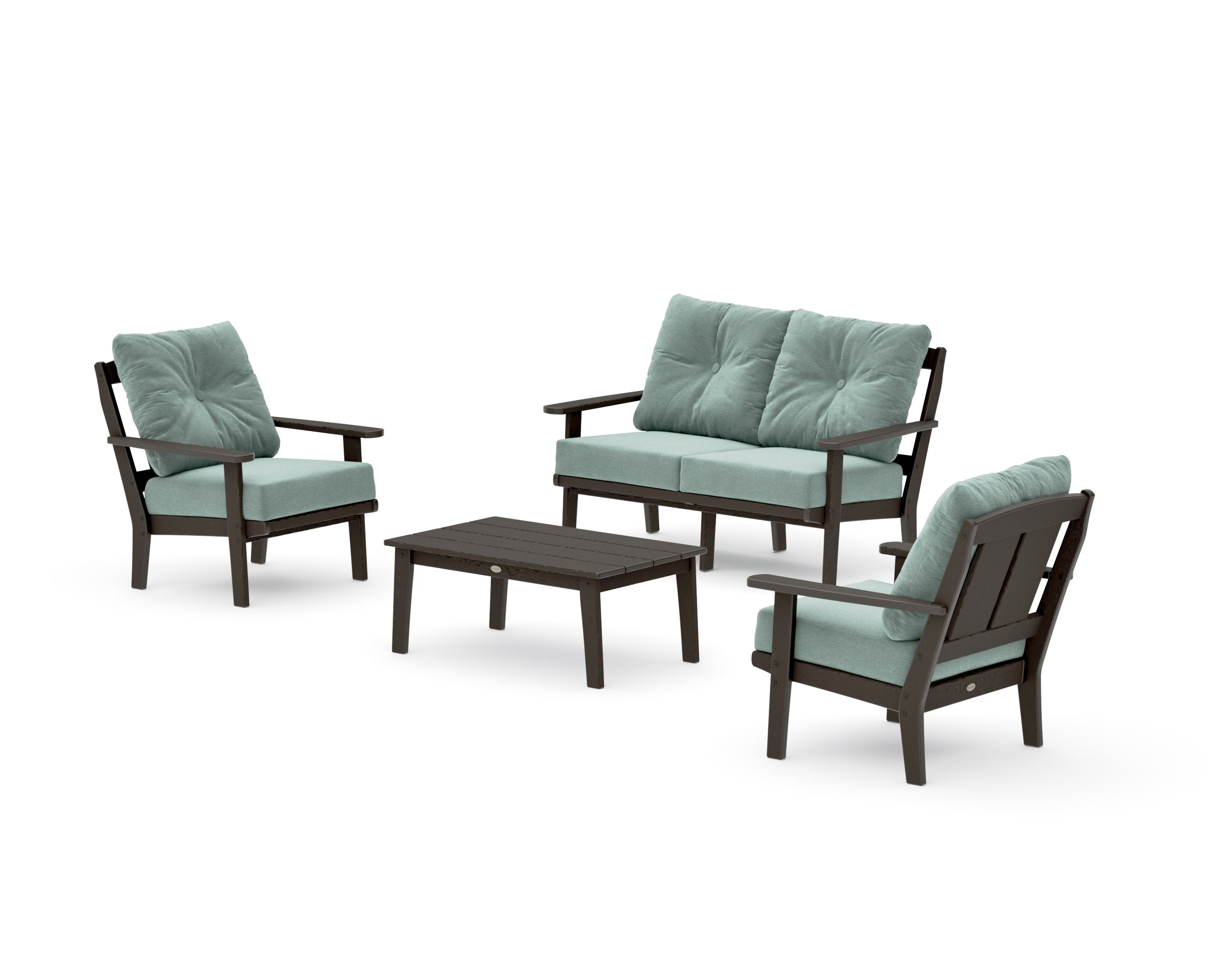 Mission 4-Piece Deep Seating Set with Loveseat in Vintage Coffee / Glacier Spa