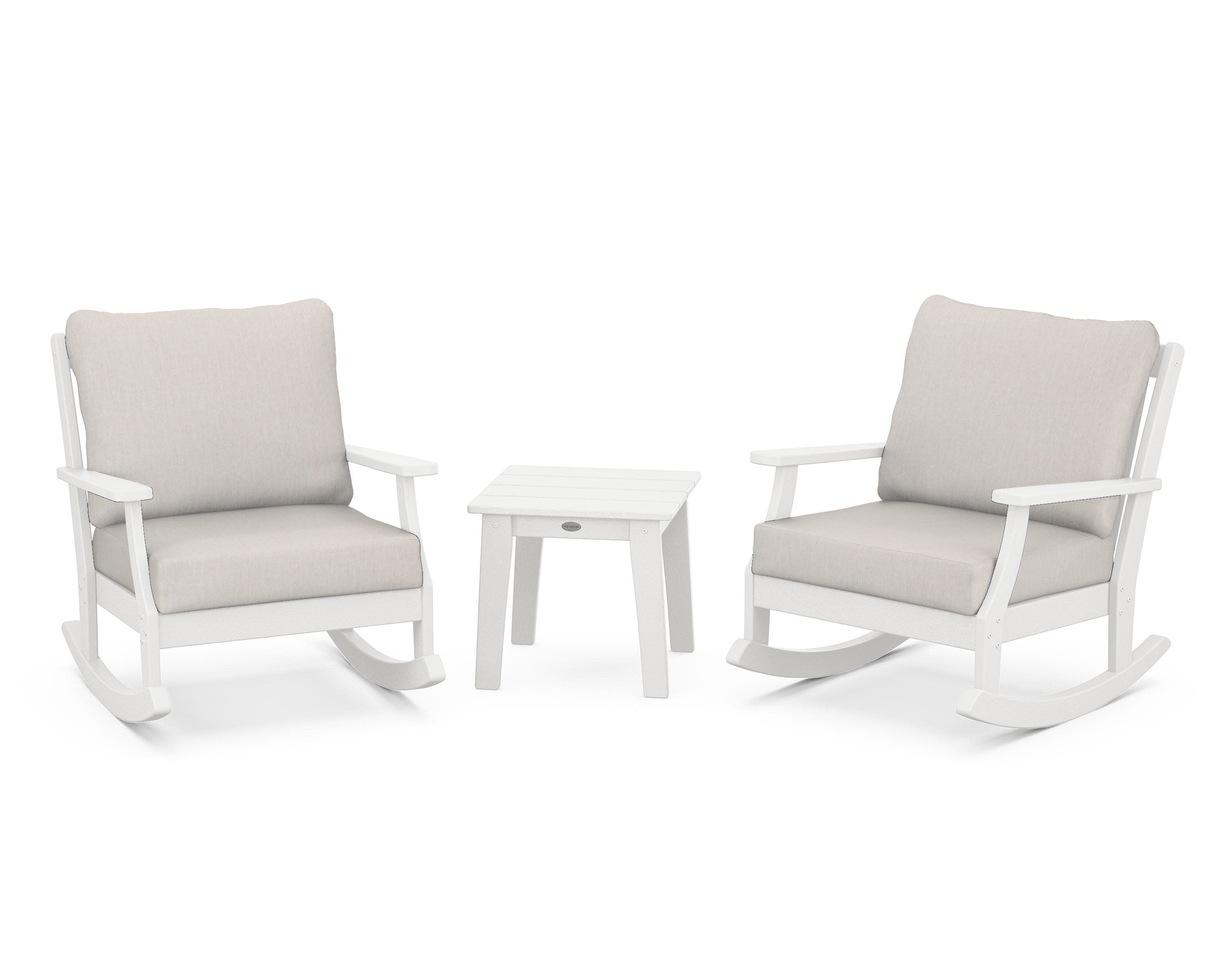 Braxton 3-Piece Deep Seating Rocker Set in Vintage White / Cast Ash