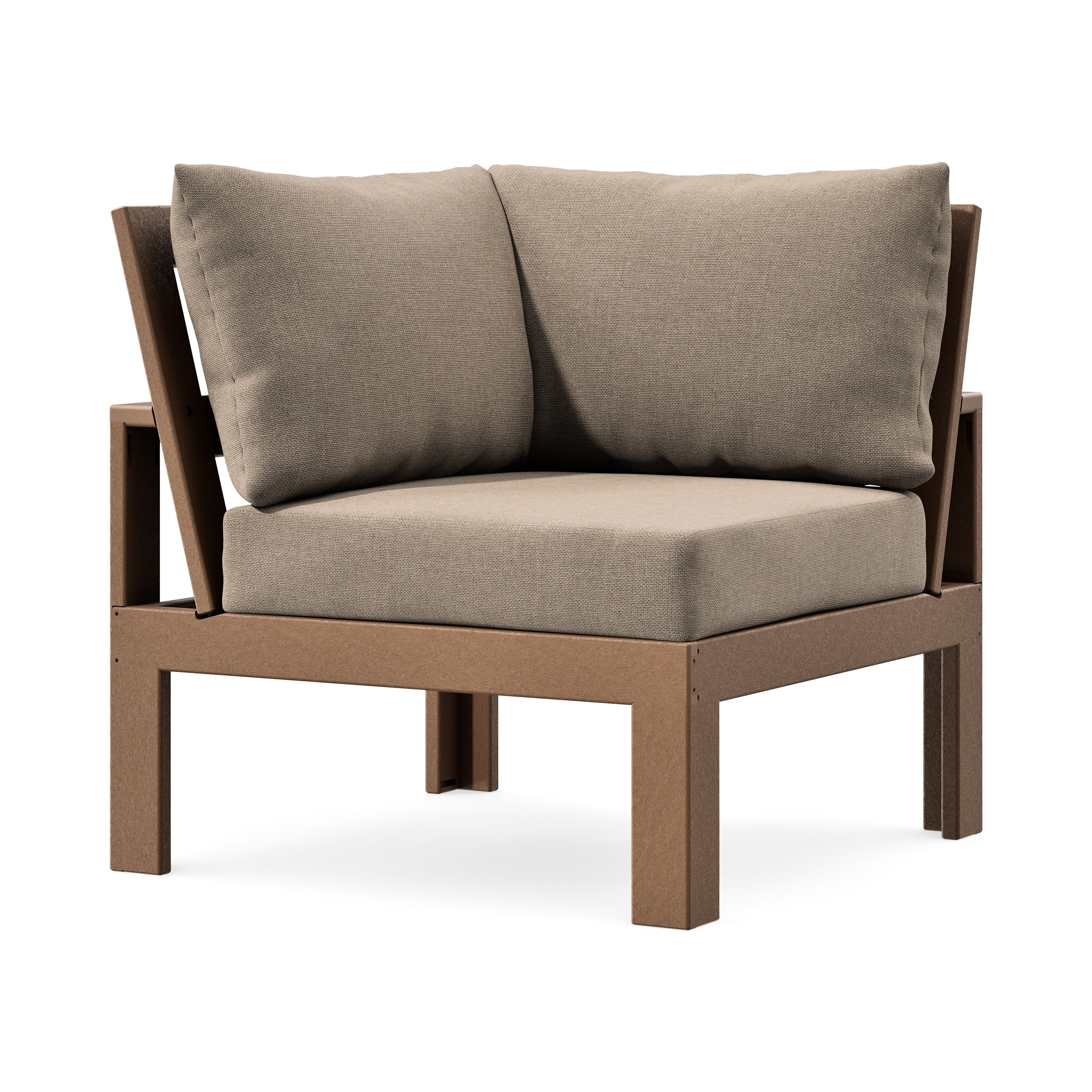 Modular Corner Chair in Teak / Spiced Burlap