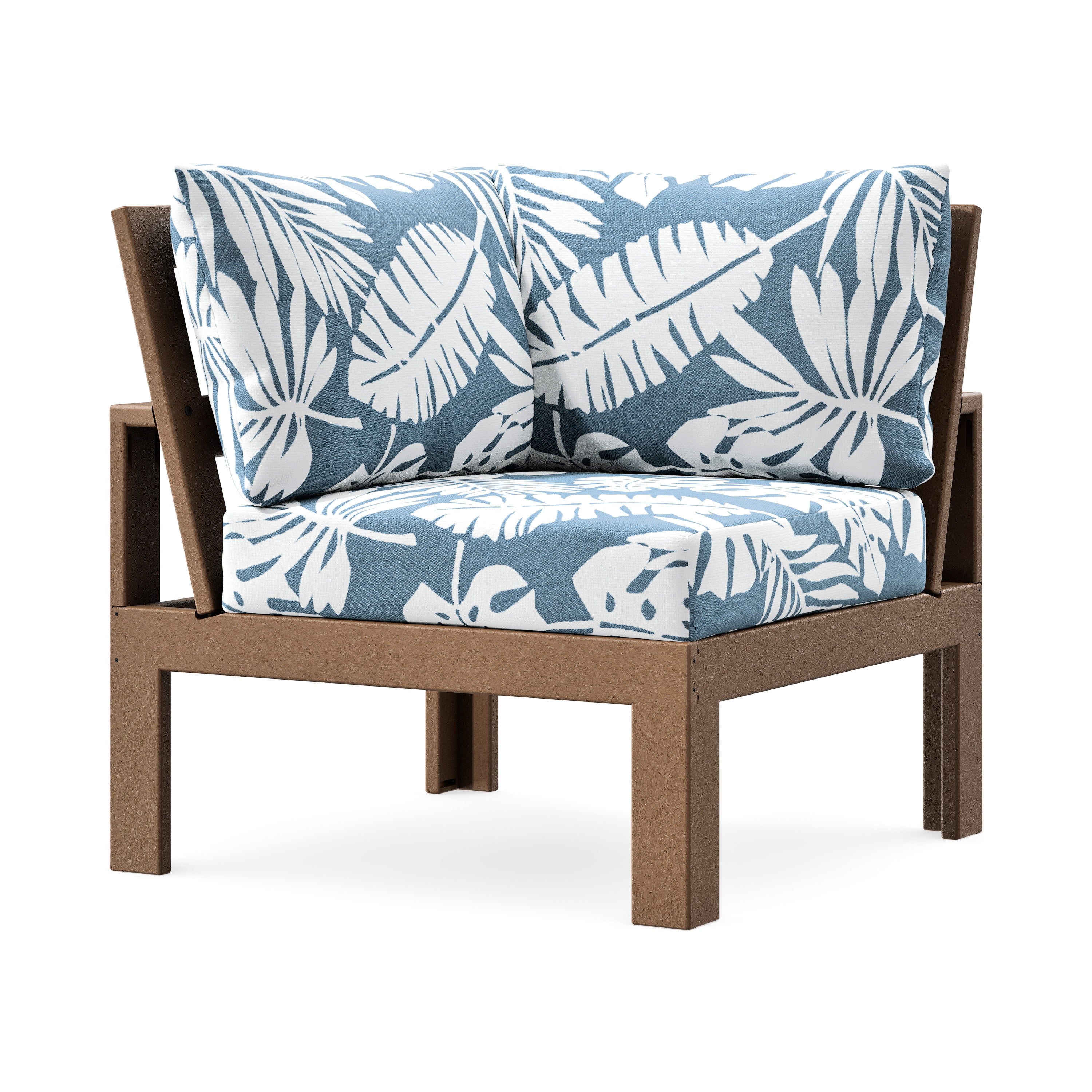 Modular Corner Chair in Teak / Leaf Sky Blue