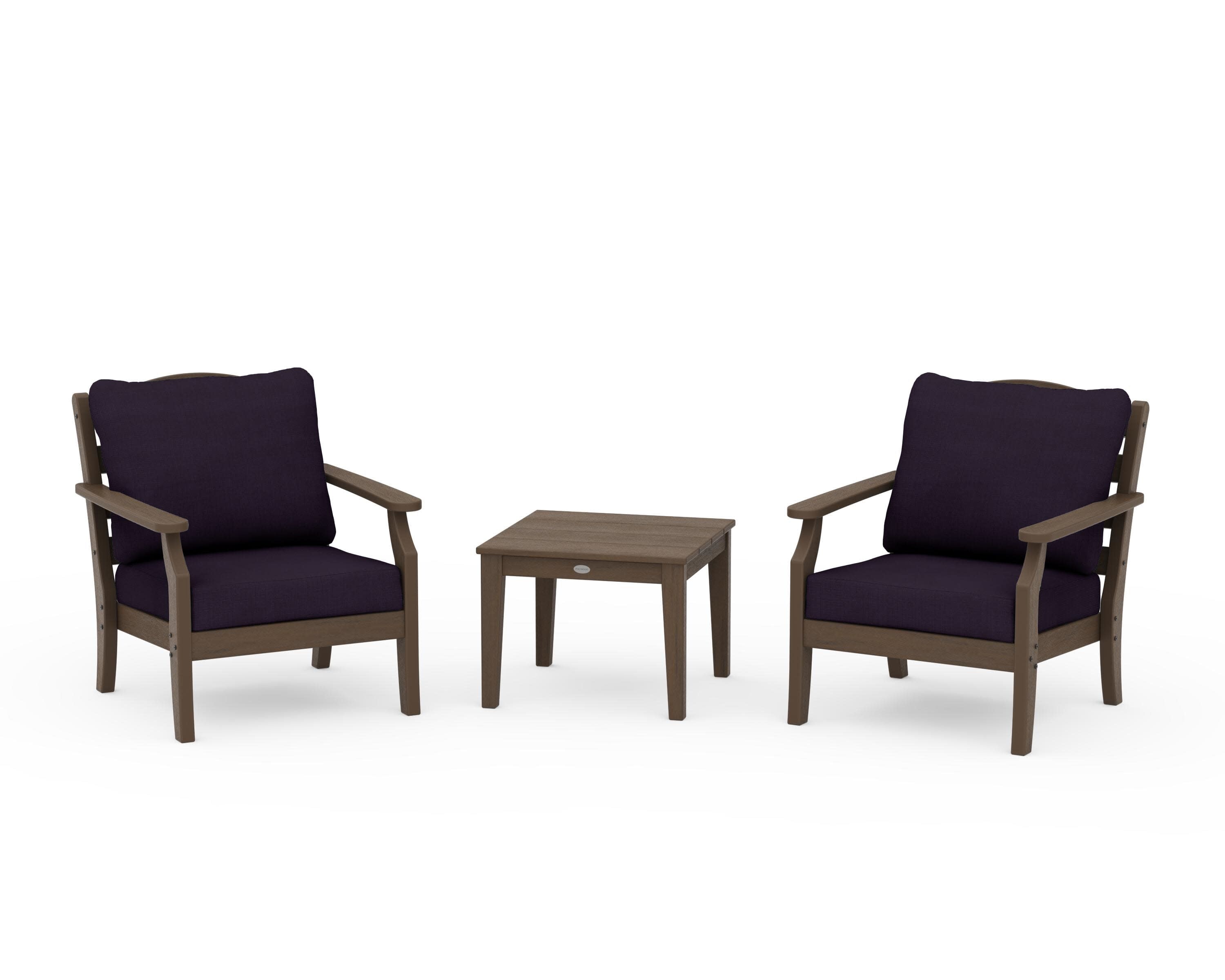 Savannah 3-Piece Deep Seating Set in Kona / Navy Linen