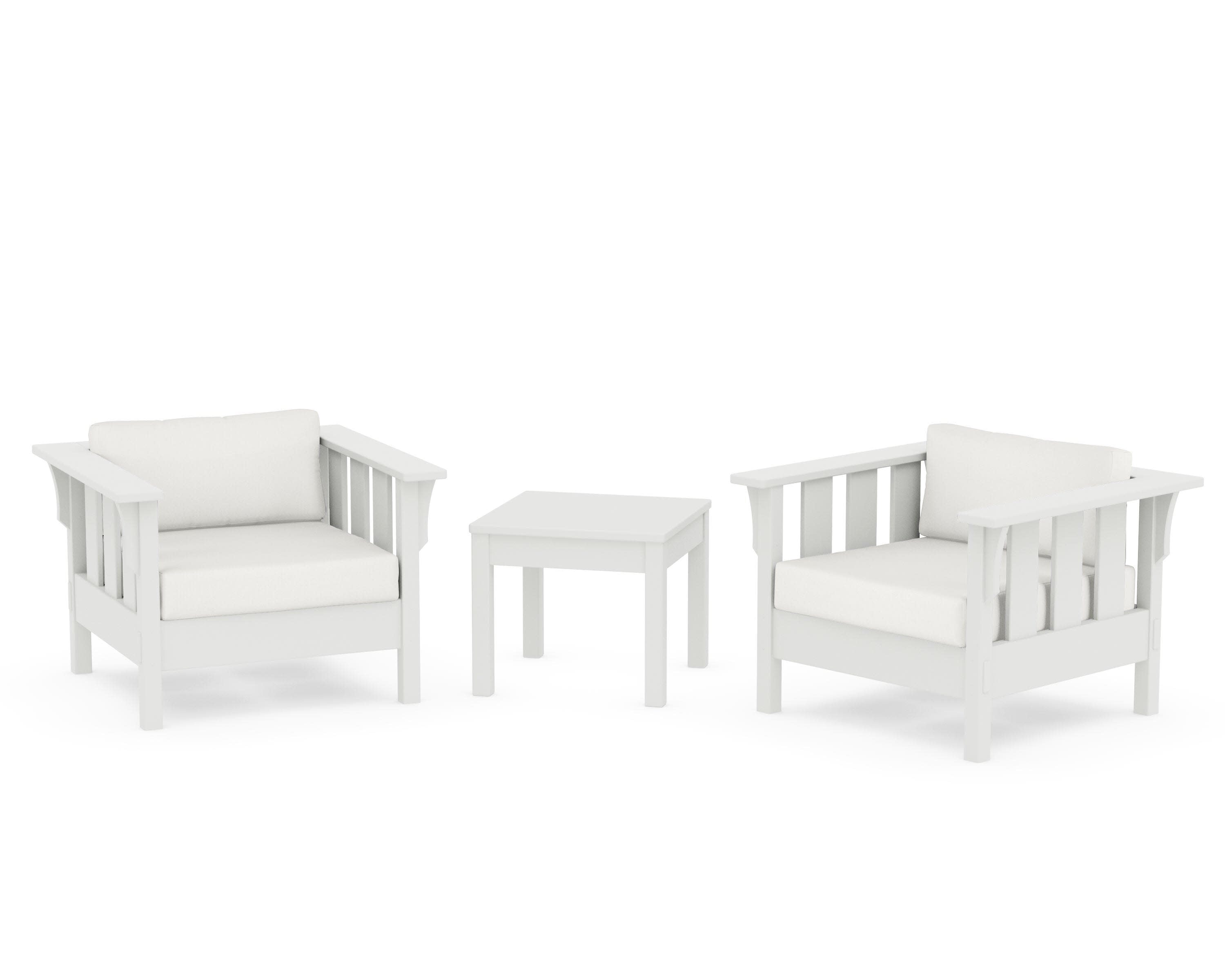 Acadia 3-Piece Deep Seating Set in Vintage White / Natural Linen