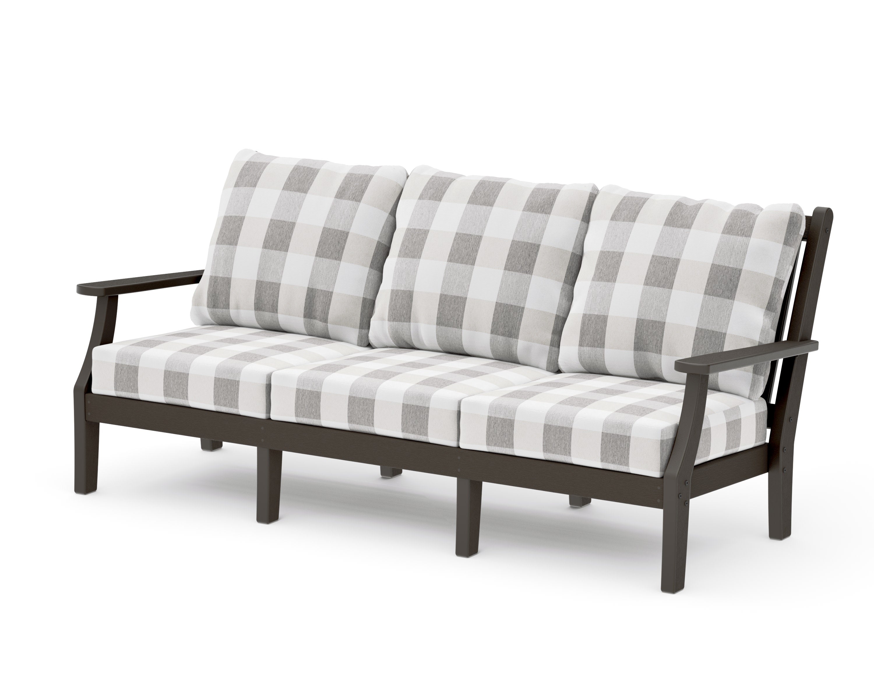 Wovendale Deep Seating Sofa in Vintage Coffee / Buffalo Plaid Grey Mist
