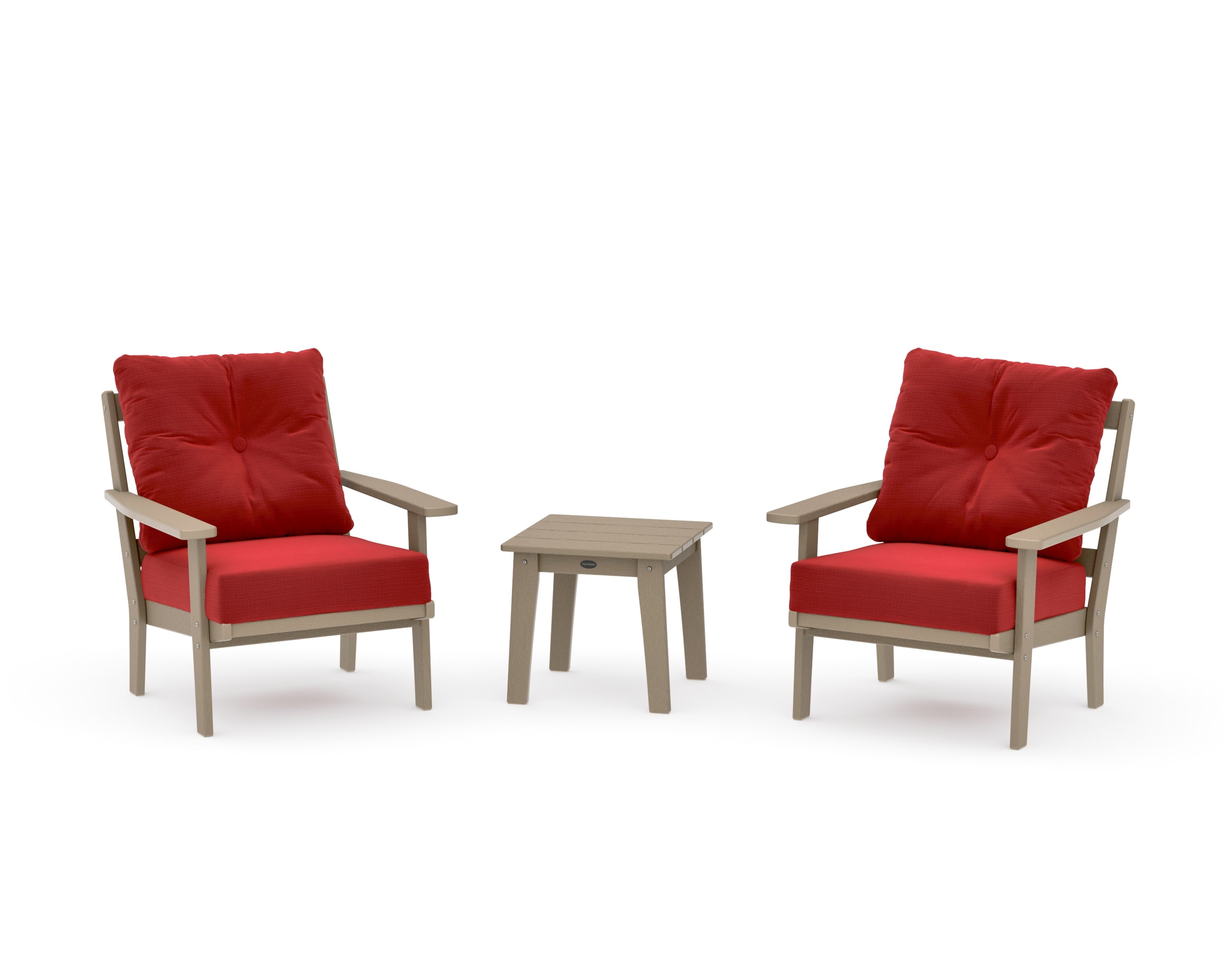Oxford 3-Piece Deep Seating Set in Vintage Sahara / Crimson Linen