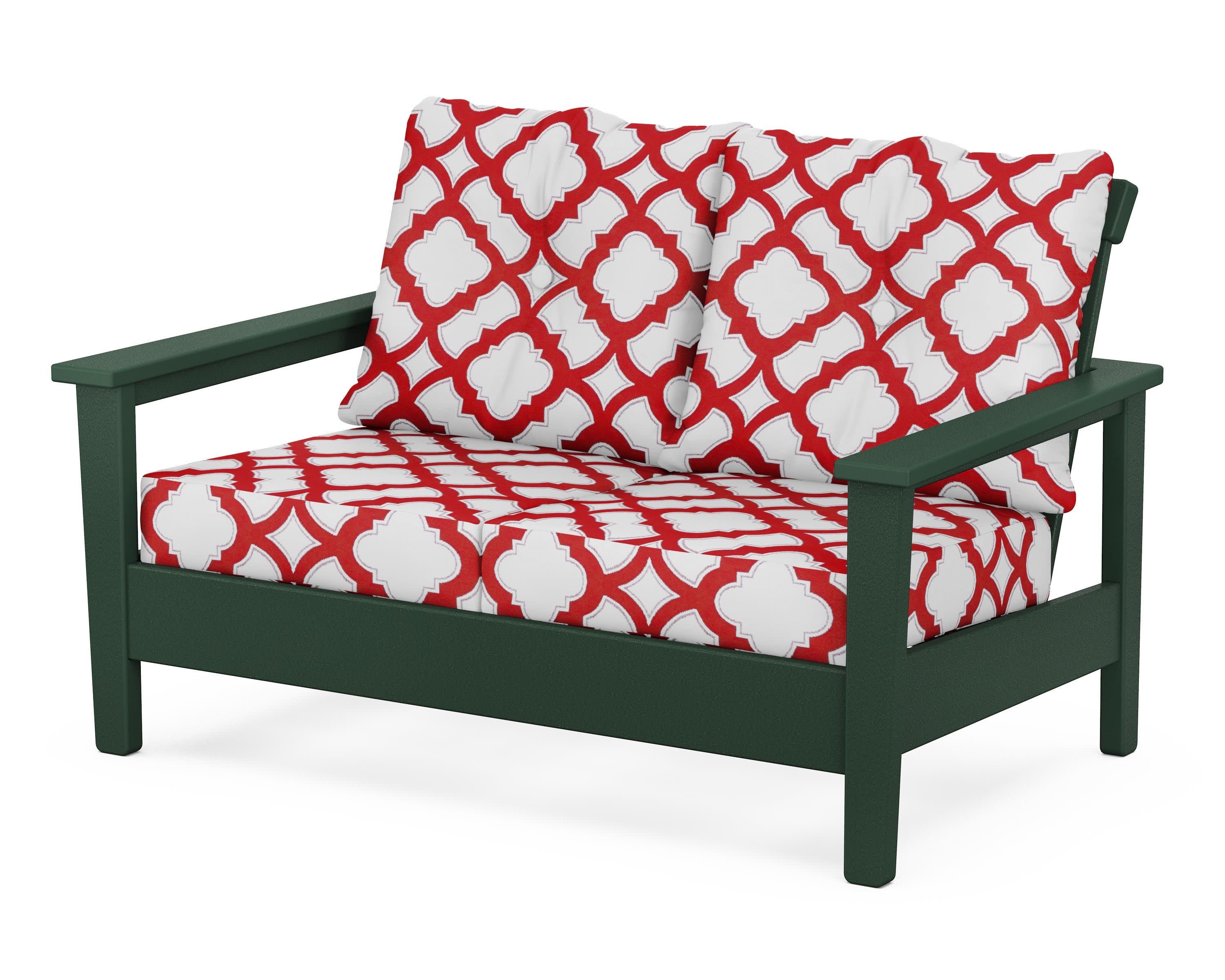 Prescott Deep Seating Loveseat in Green / Trellis Crimson