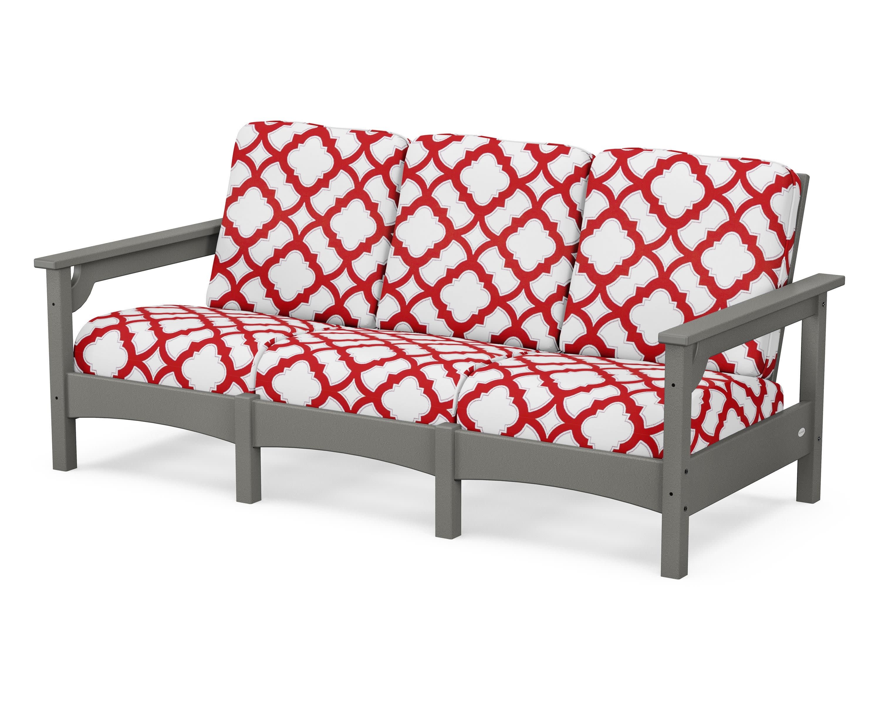 Club Sofa in Slate Grey / Trellis Crimson