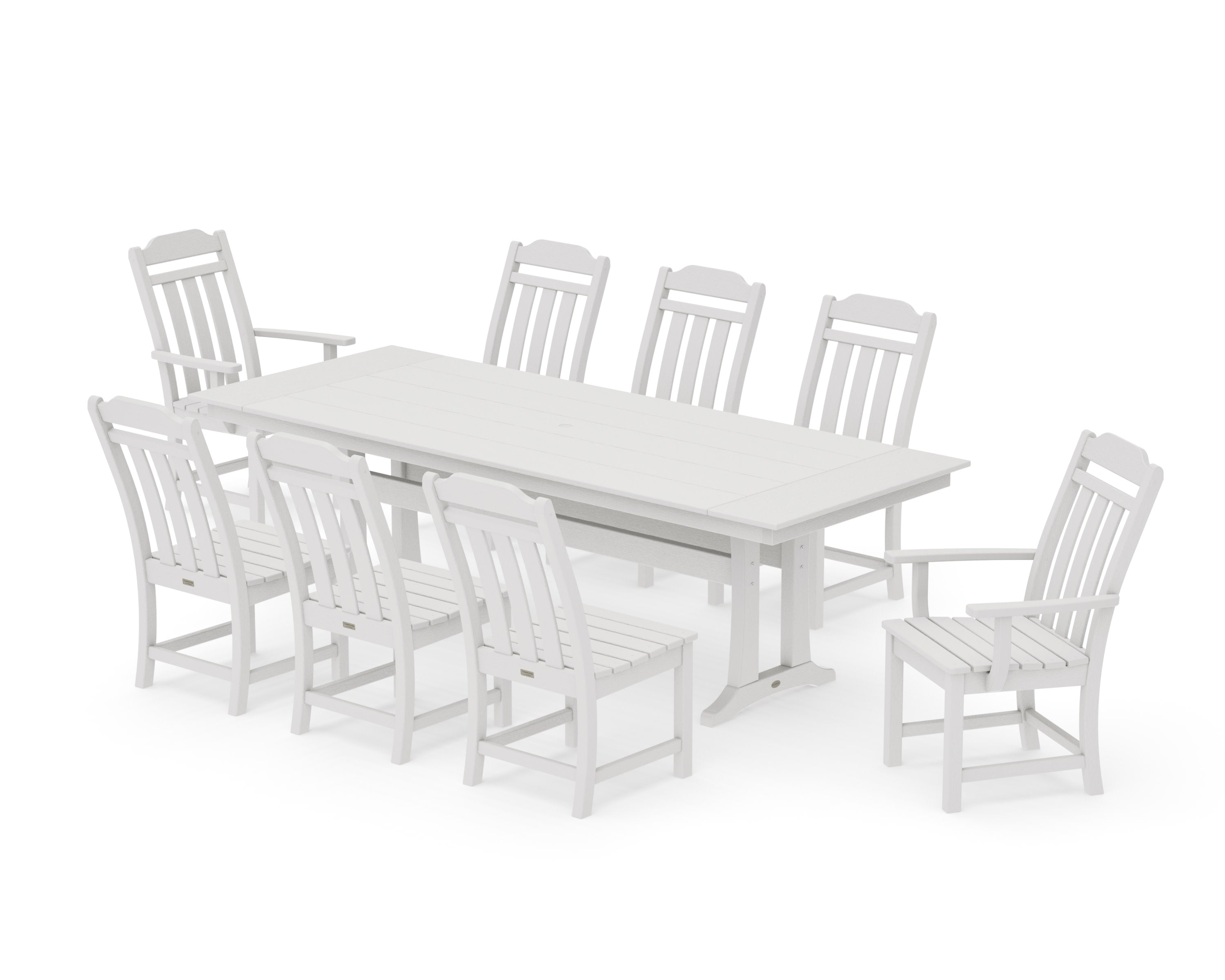 Cottage 9-Piece Farmhouse Dining Set with Trestle Legs in Vintage White