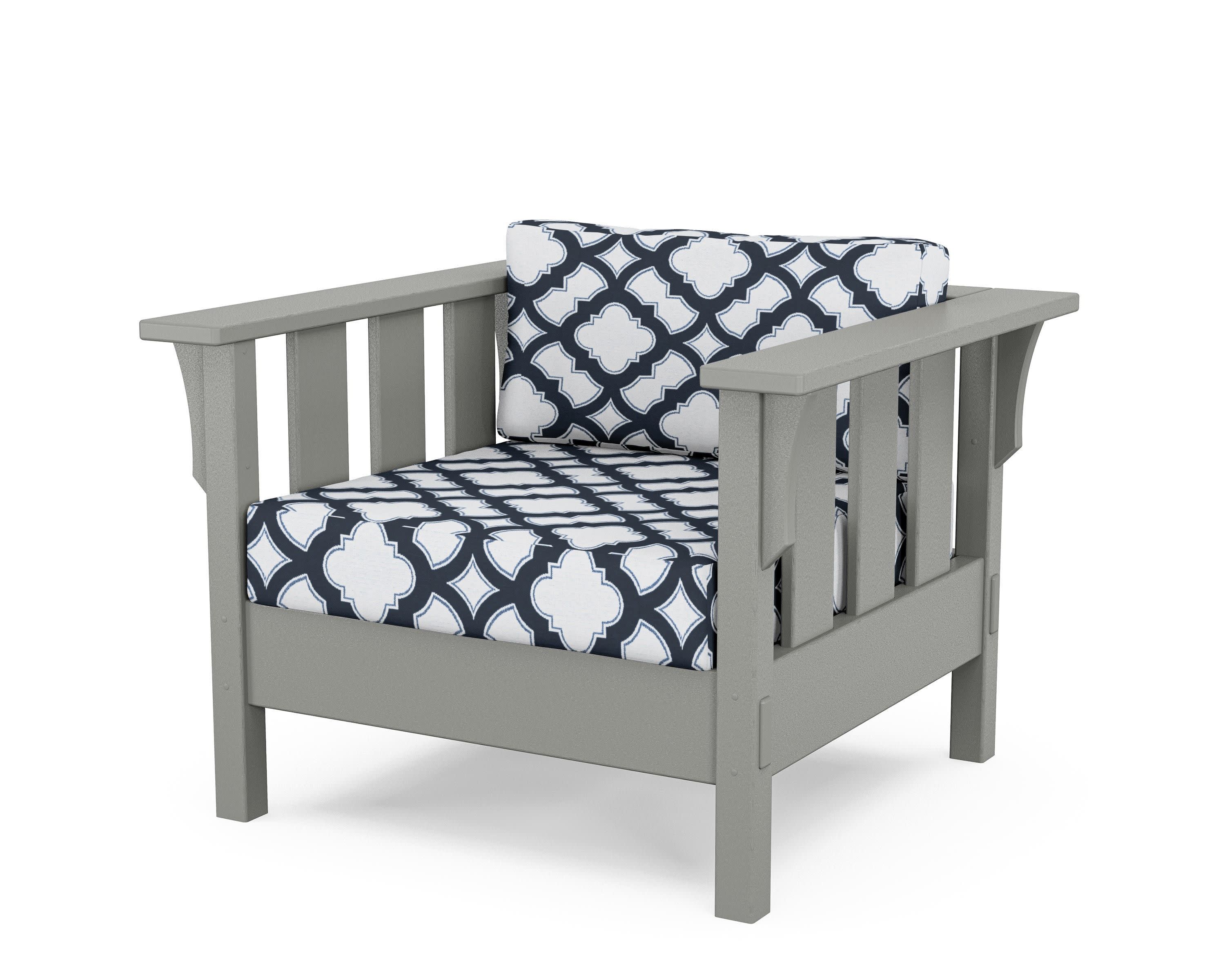 Acadia Deep Seating Chair in Slate Grey / Trellis Marine Indigo