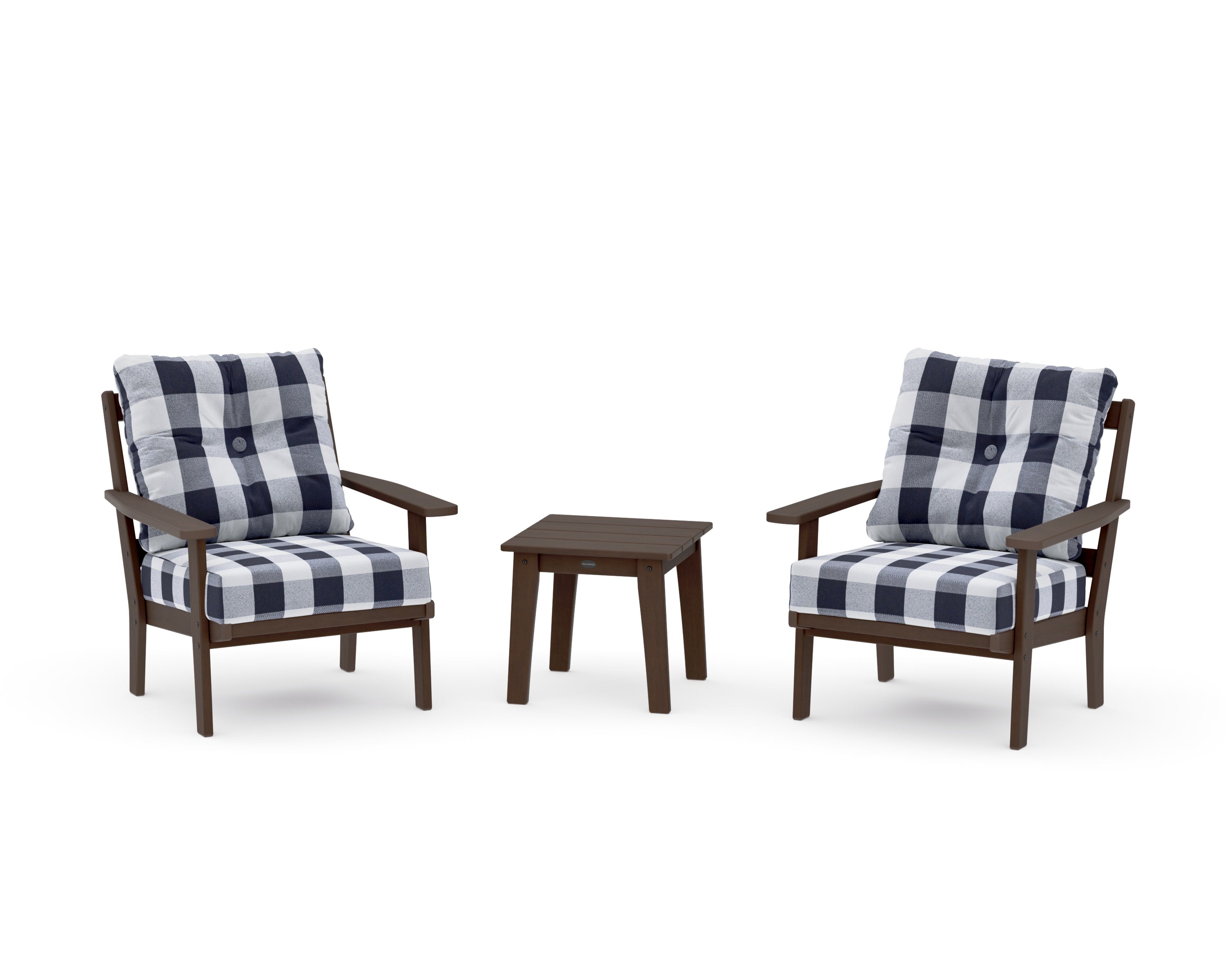 Oxford 3-Piece Deep Seating Set in Kona / Buffalo Plaid Navy