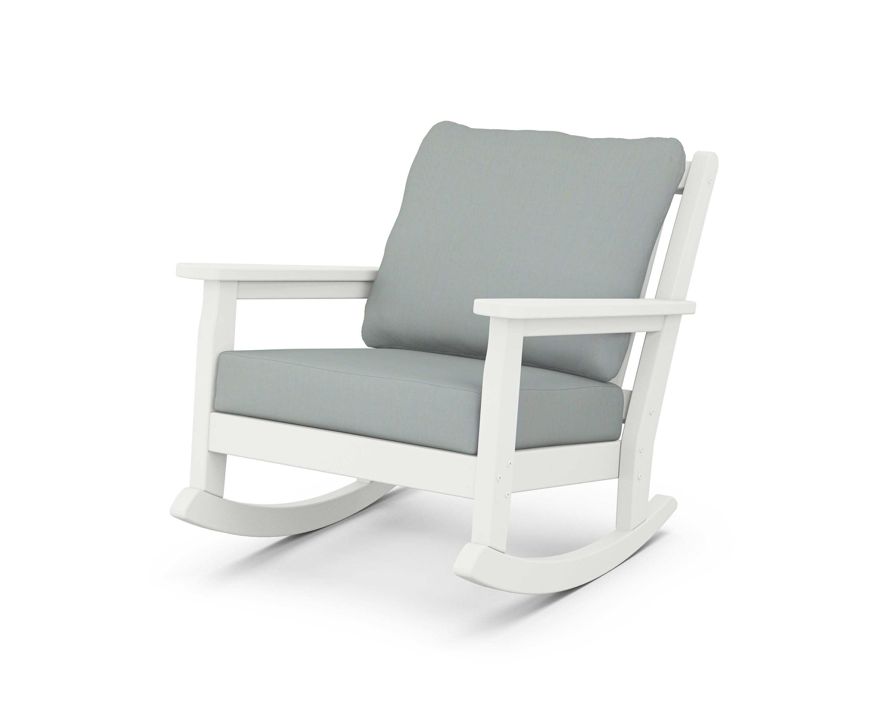 Chippendale Deep Seating Rocking Chair in White / Spa