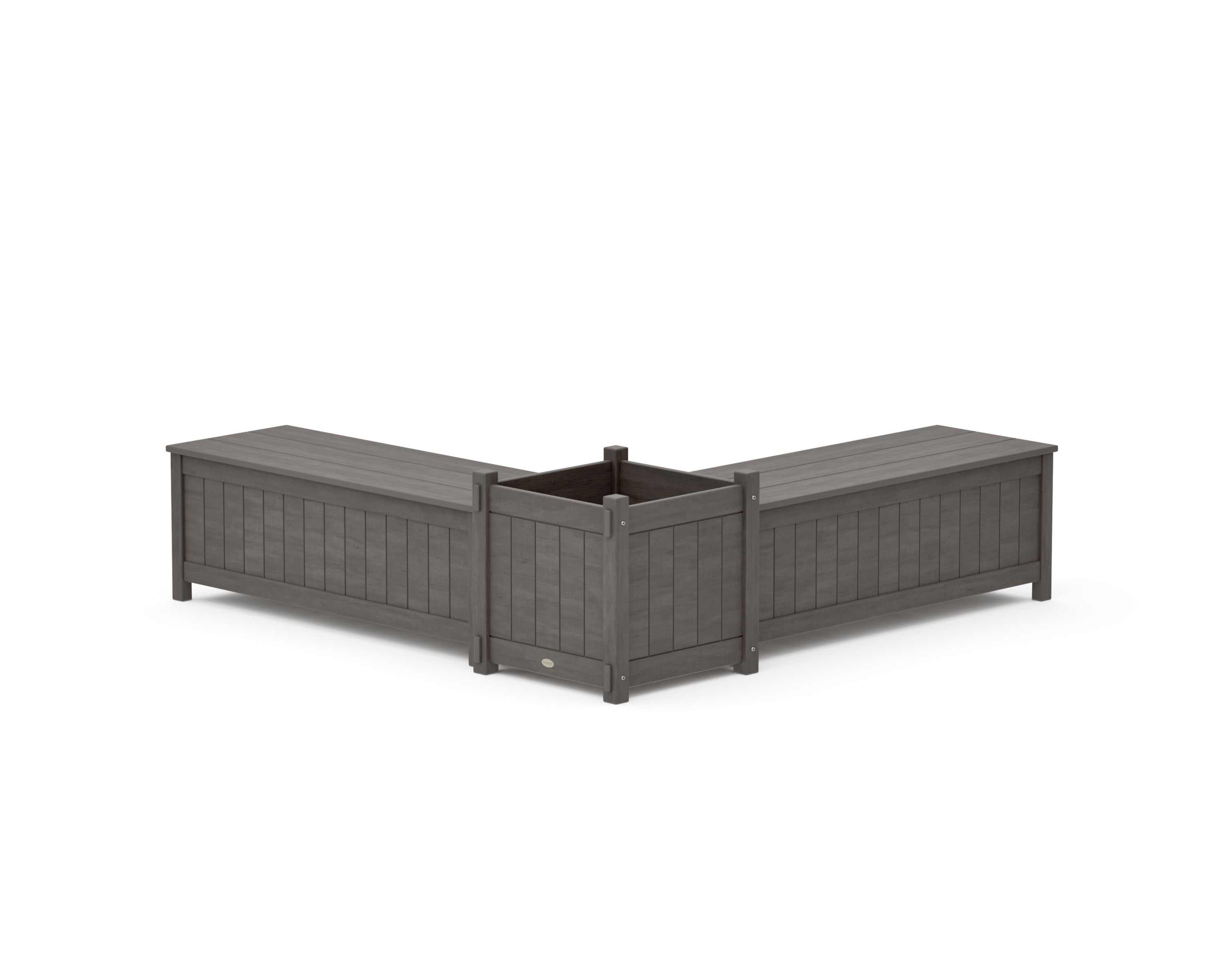48" Vineyard L- Shaped Planter Storage Bench Set- Large in Driftwood