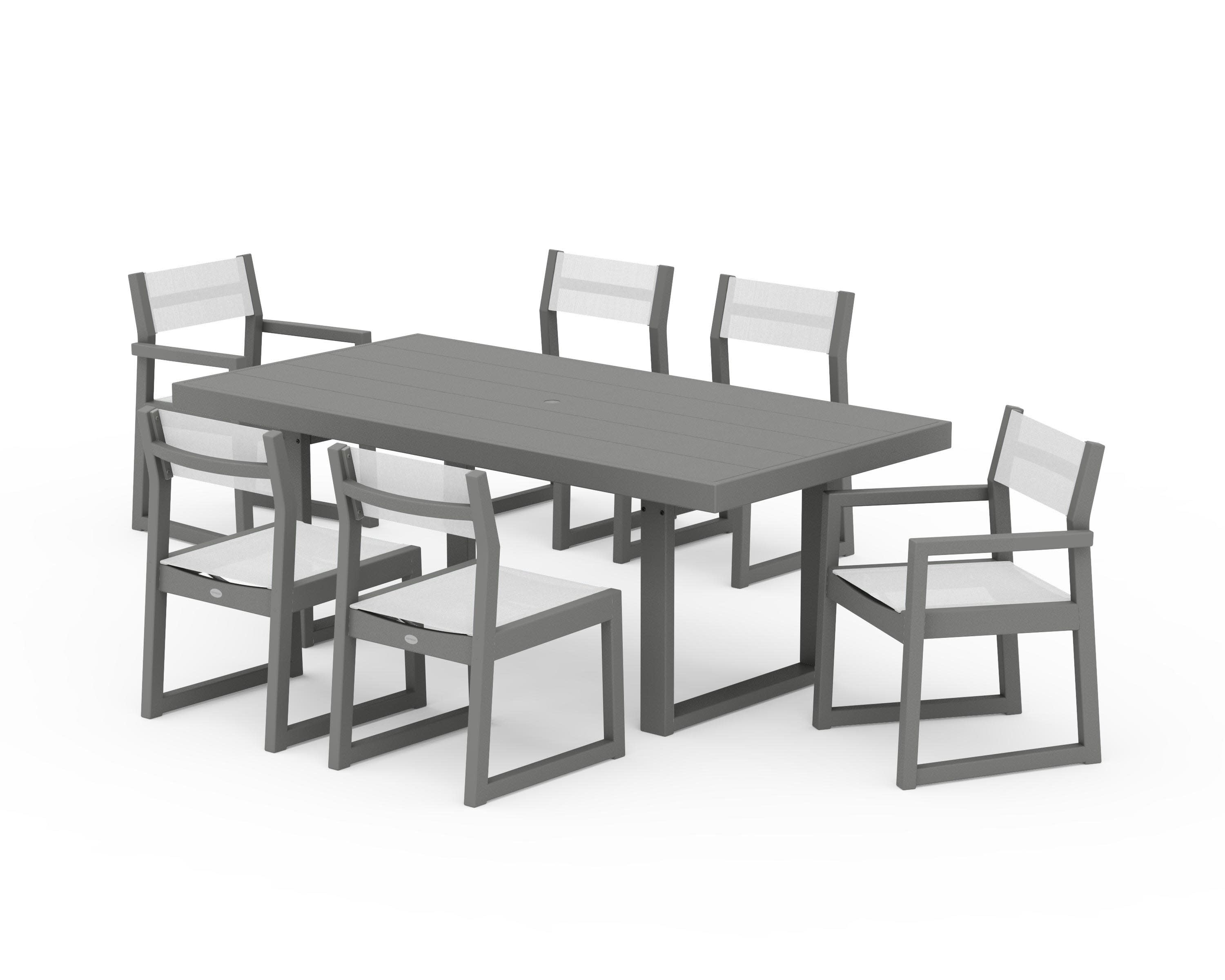 EDGE Sling 7-Piece Dining Set in Slate Grey / White Sling