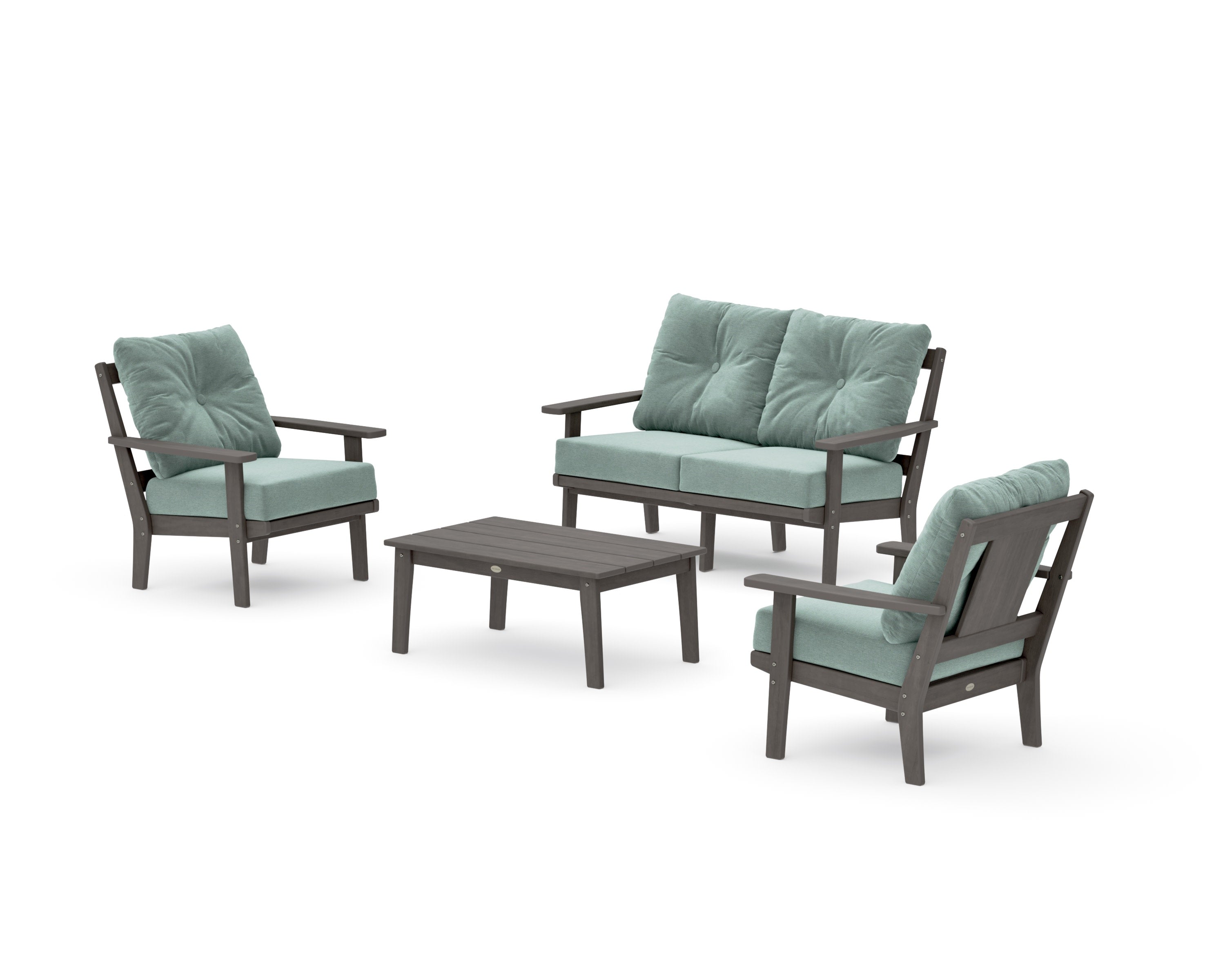 Prairie 4-Piece Deep Seating Set with Loveseat in Driftwood / Glacier Spa