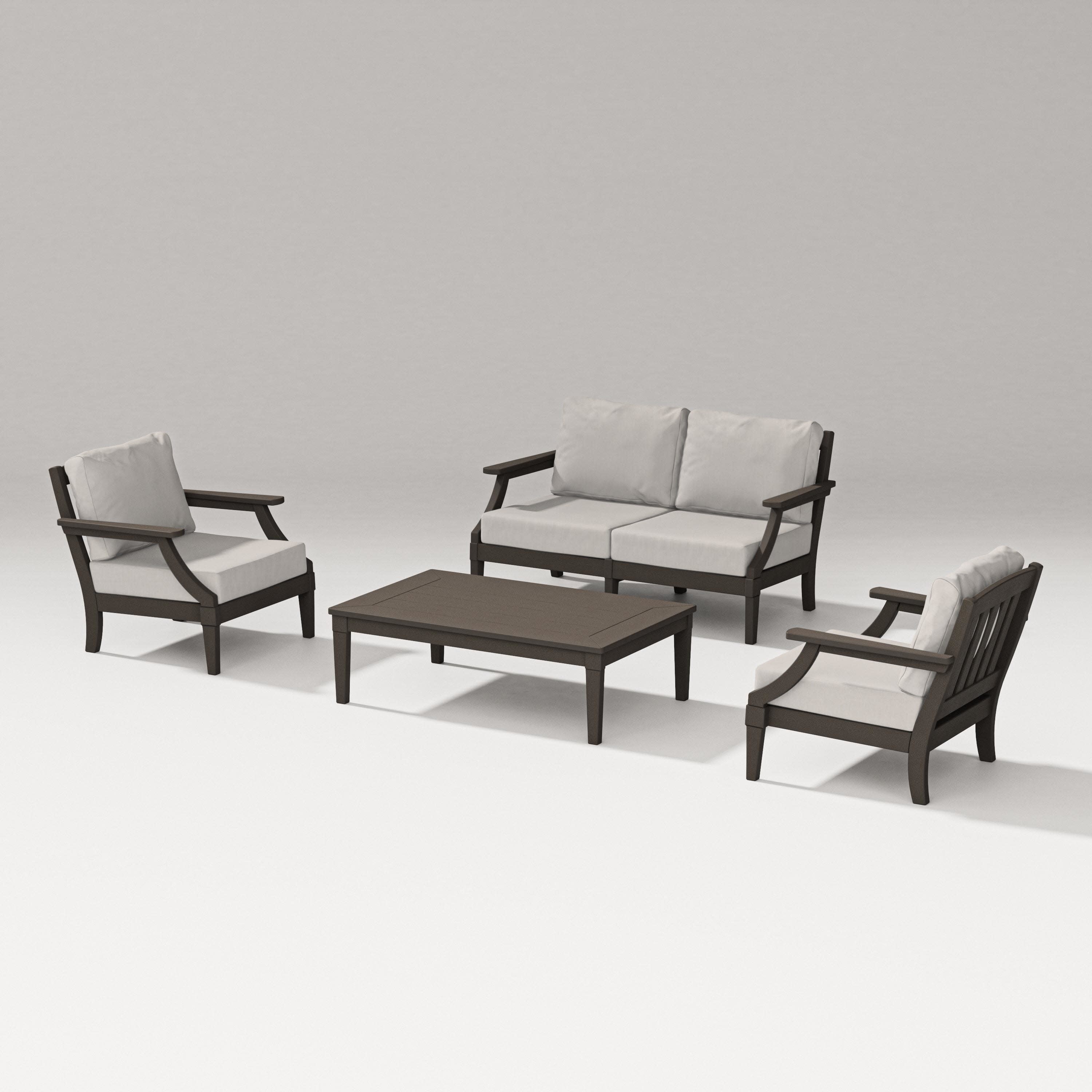 Estate Lounge 4-Piece Loveseat Set in Vintage Coffee / Cast Ash