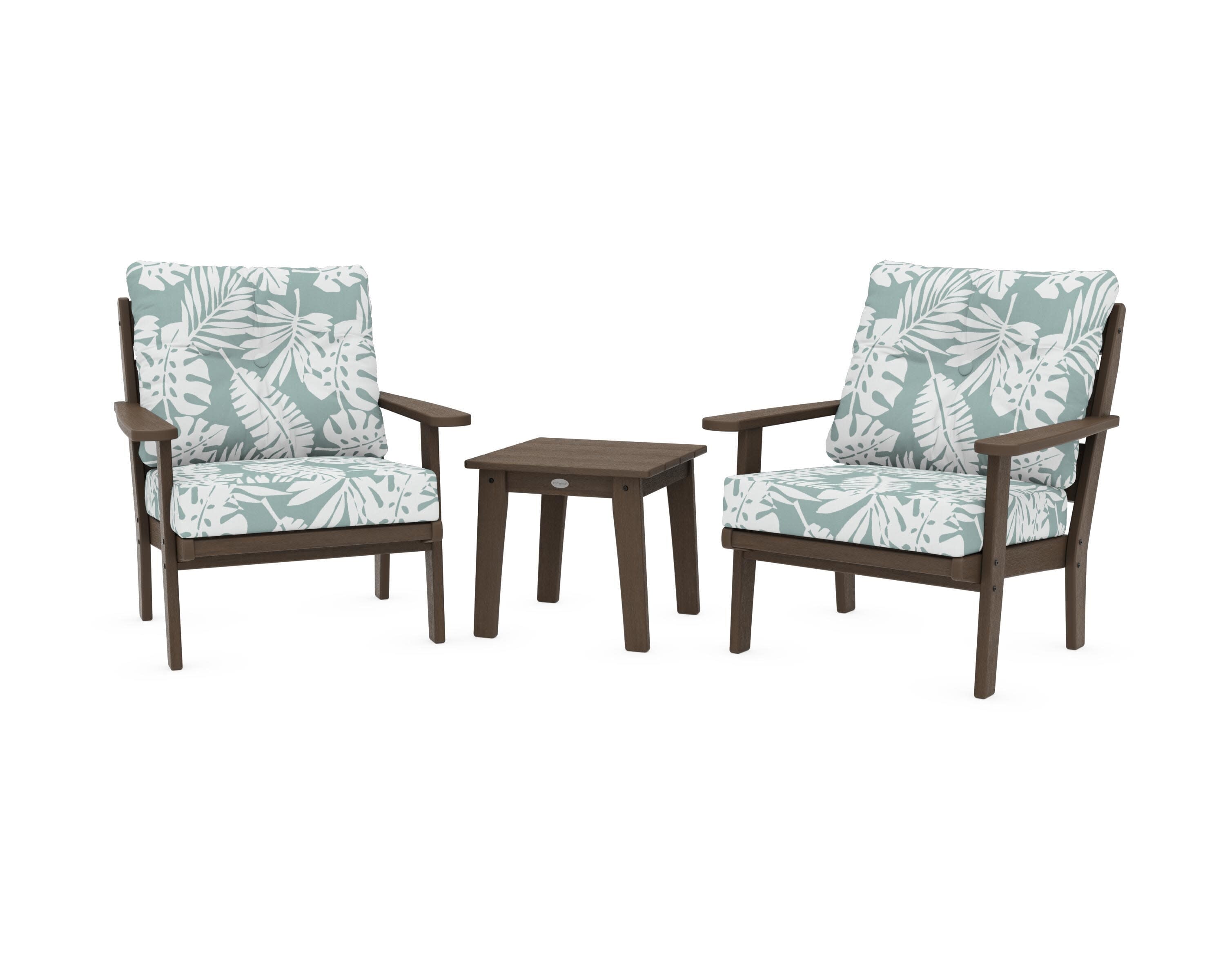 Lakeside 3-Piece Deep Seating Chair Set in Kona / Leaf Glacier Spa