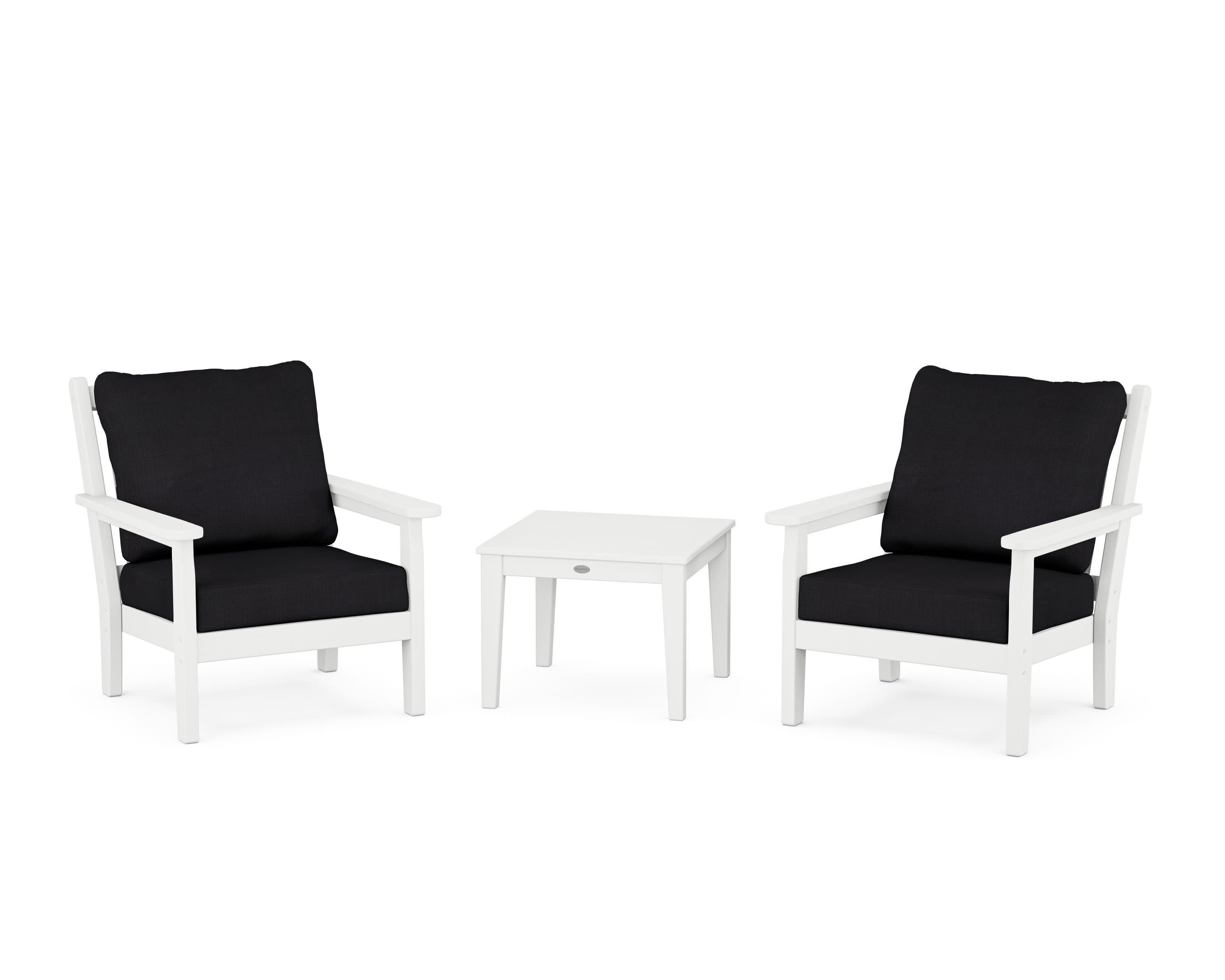 Chippendale 3-Piece Deep Seating Set in White / Midnight Linen